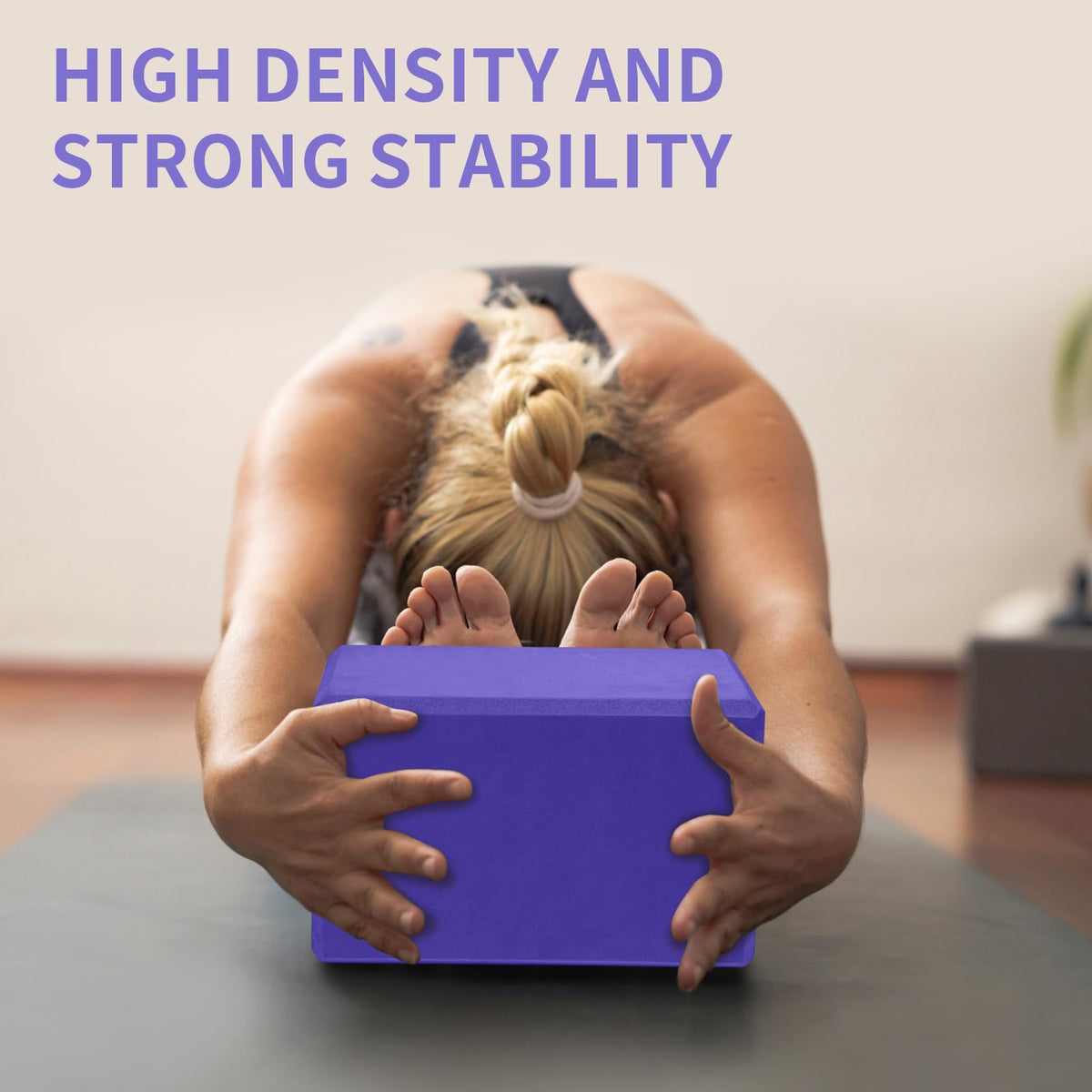 Yoga Block, Large Yoga Block 9x6x4 Inches, Sturdy Yoga Foam Blocks, High Density & Non Slip Surface for Yoga, Pilates & Stretching, Fitness Accessories for Stability & Balance (Violet)