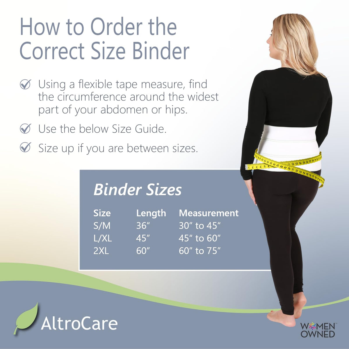 AltroCare Postpartum & Post Surgery Abdominal Binder. 3-Panel belly band for recovery after childbirth, hysterectomy, tummy tuck, hernia, diastasis recti. Size L/XL (45" to 60"). Made in USA.