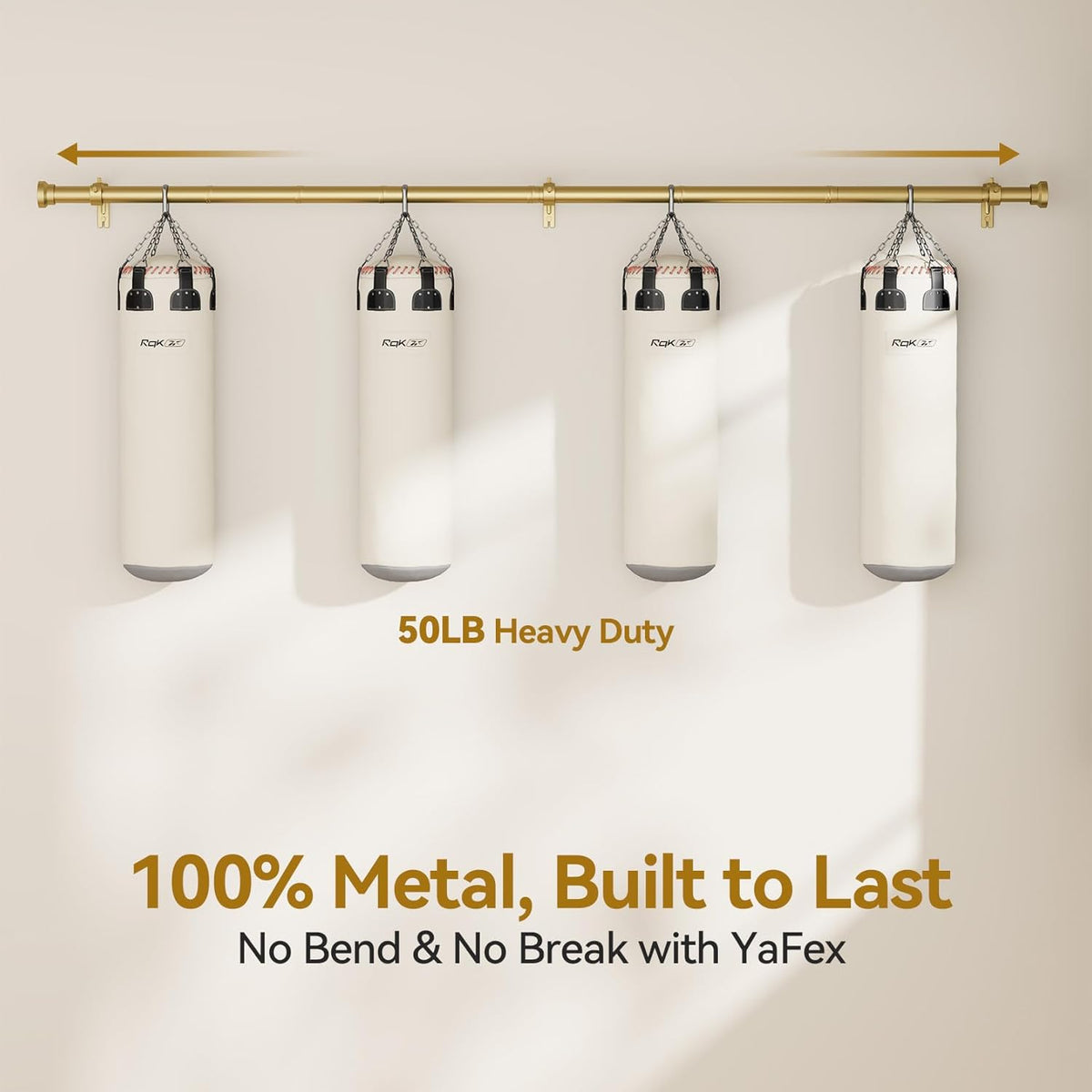 YaFex Curtain Rods - Heavy Duty 1 Inch Adjustable Window Treatment Rods | 32-58 Inch, Gold Finish