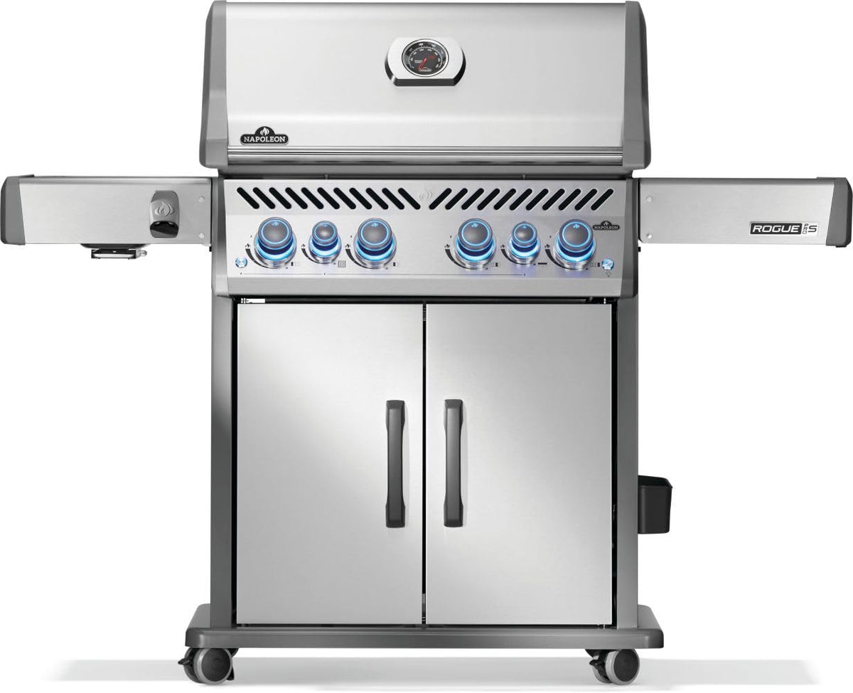 Napoleon Rogue PRO-S 525 Propane Gas Grill with Infrared Side and Rear Burners, Stainless Steel, Durable 6-Burner BBQ