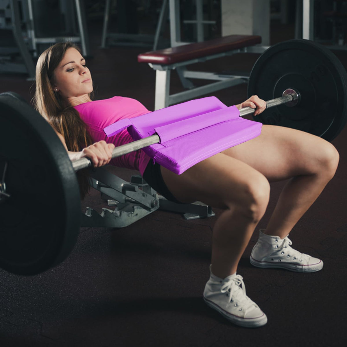Lights Mountain Square Hip-Thrust Pad Protective Extra Thick Foam pad for Barbell Weightlifting Hip Thrusts and Glute Bridges Workouts Home Gym Equipment (Purple)