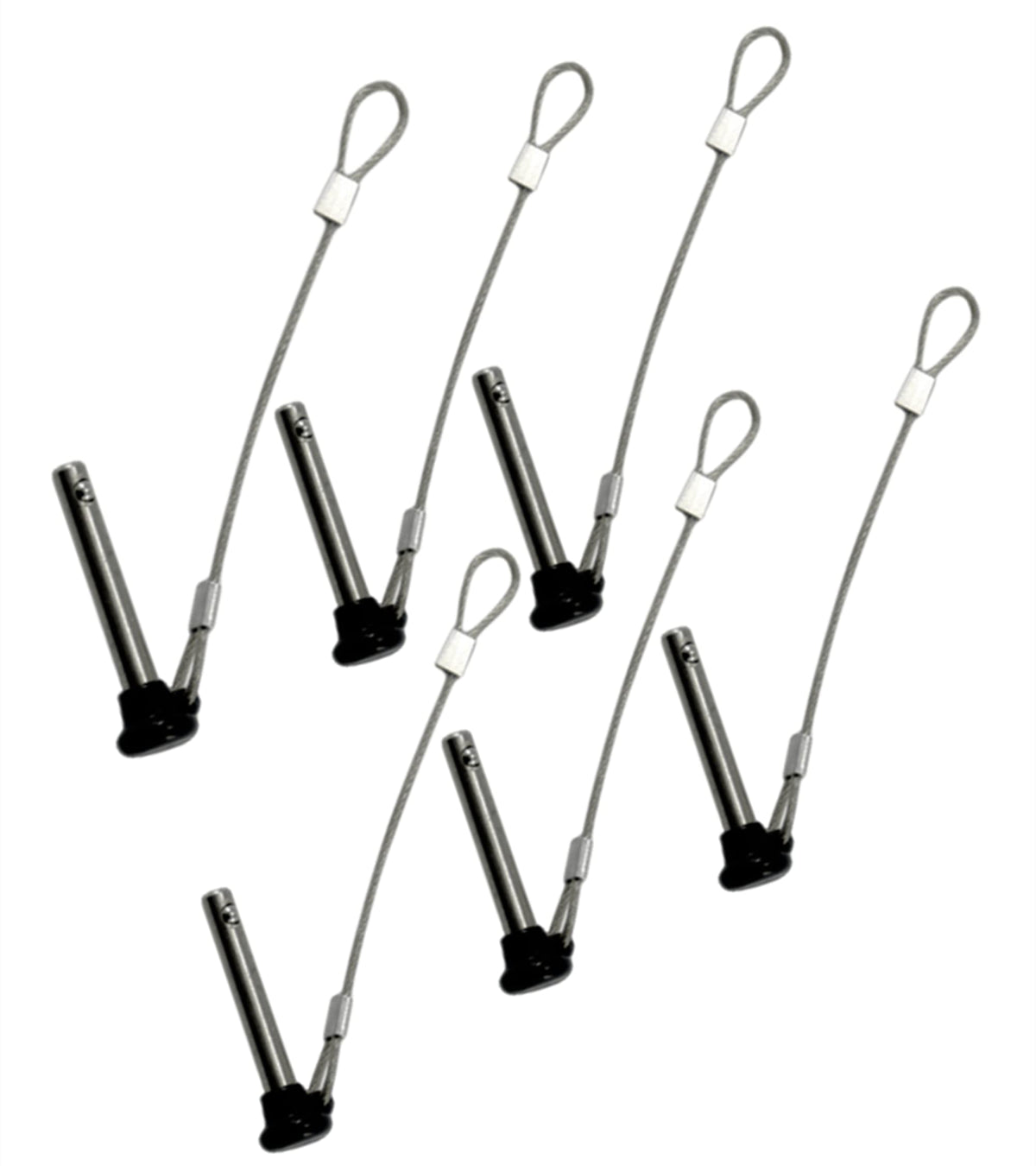 4Pcs Diameter 3/16" Stainless Steel Black Nylon Head Pin With Lanyard - Marine Bimini Top Pull Pins for Swivel Ball Deck Hinge Quick Release (4)