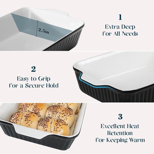 DOWAN 9x13-Inch Ceramic Casserole Dish - Large 4.2 Quart Baking Pan with Handles | Ideal for Lasagna & Home Cooking