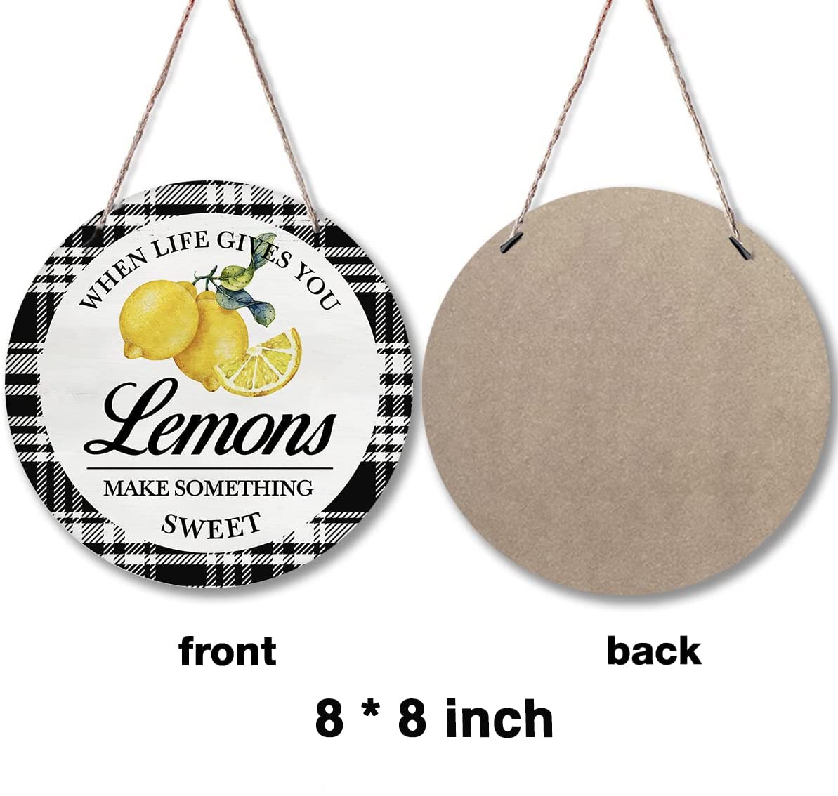 Round Wood Wall Sign Plaque Peach Wreath Sign Summer Peaches Wreath Sign Rustic Farmhouse Porch Kitchen Garden Decor Wooden Hanging 8x8 Inch Housewarming Gifts Home Decor