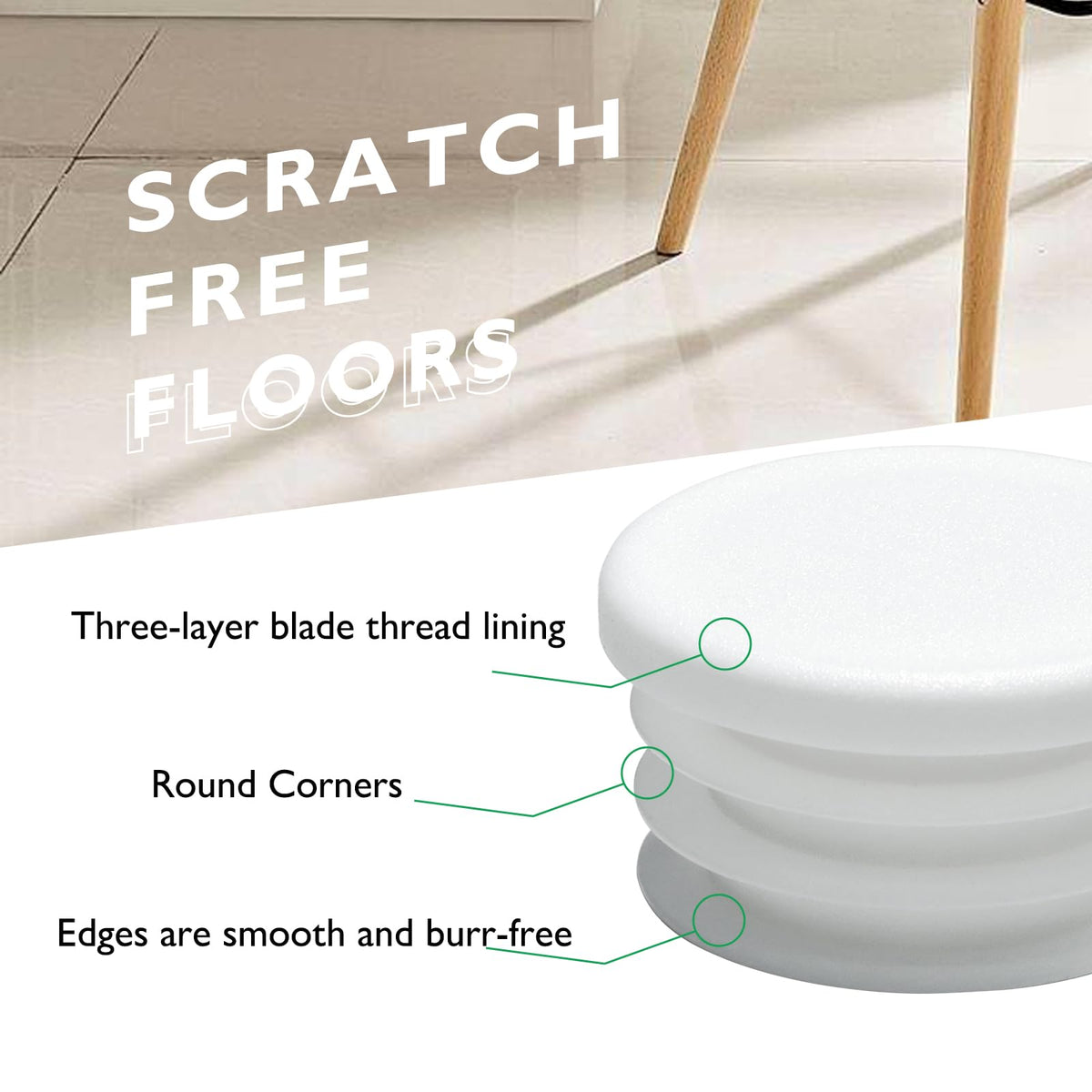 1-7/8"(48mm) Plastic Hole Plugs White -Round Chair Leg Caps, Flush Mount Pipe Plugs, Tubing End Caps for Metal&Wood Legs Tube, Outdoor Furniture Feet caps,for Pipe Wall thicknesses of 2.5-4 mm,12 PCS