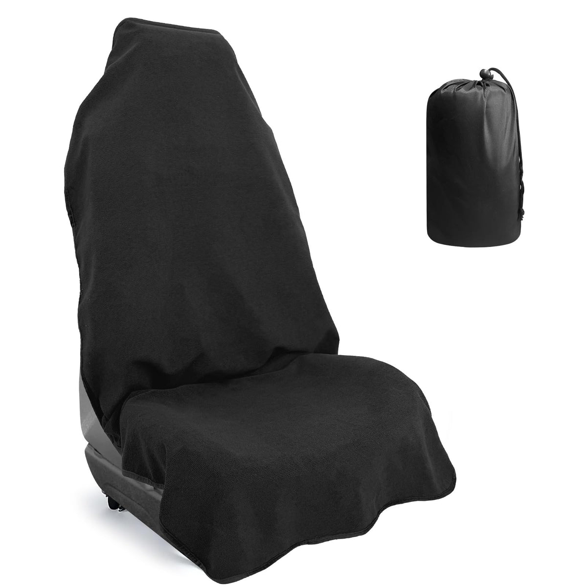 Car Front Seat Cover: Waterproof & sweatproof, fits all cars/SUVs/trucks. Ideal for gym, sports & beach. 3-layer non-slip, easy machine wash. Shields seats from stains & wetness. (Black, 1Pcs)