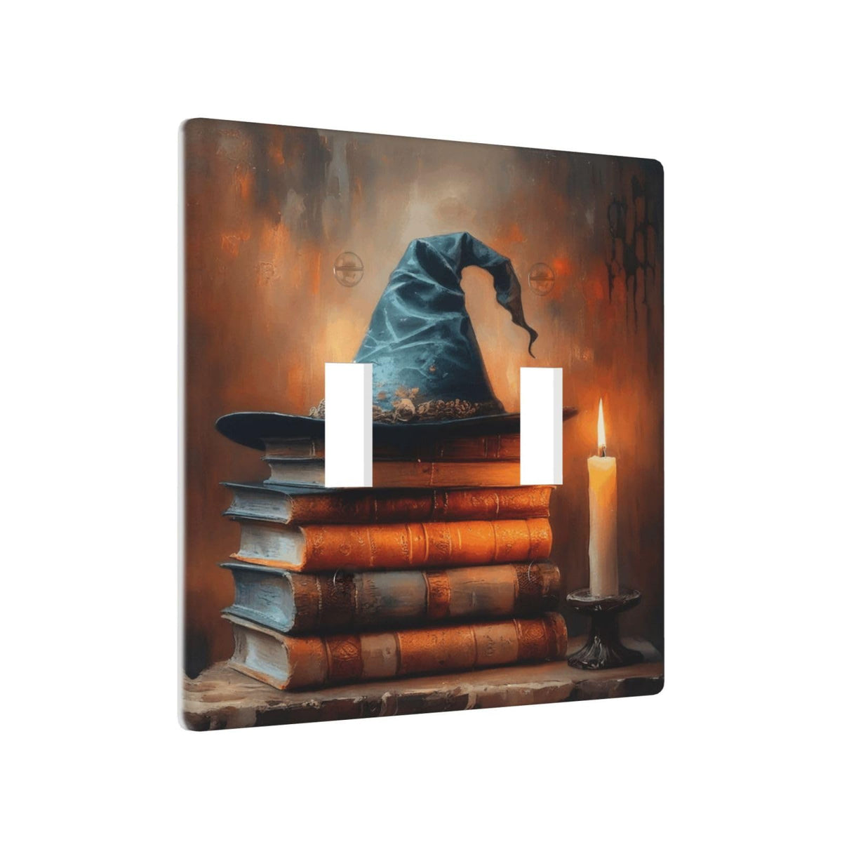 Decorative Art Light Switch Covers Enchanted Witch Hat Halloween 2 Gang Double Toggle Wall Plate Decorative Switchcover Electrical Switchplate for Home Decor