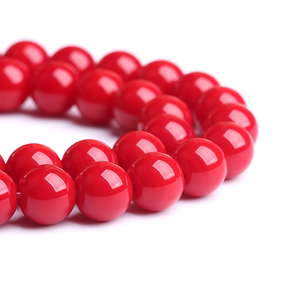 75PCS 10MM Red Glass Round Spacer Loose Beads for Jewelry Making DIY Bracelet Necklace