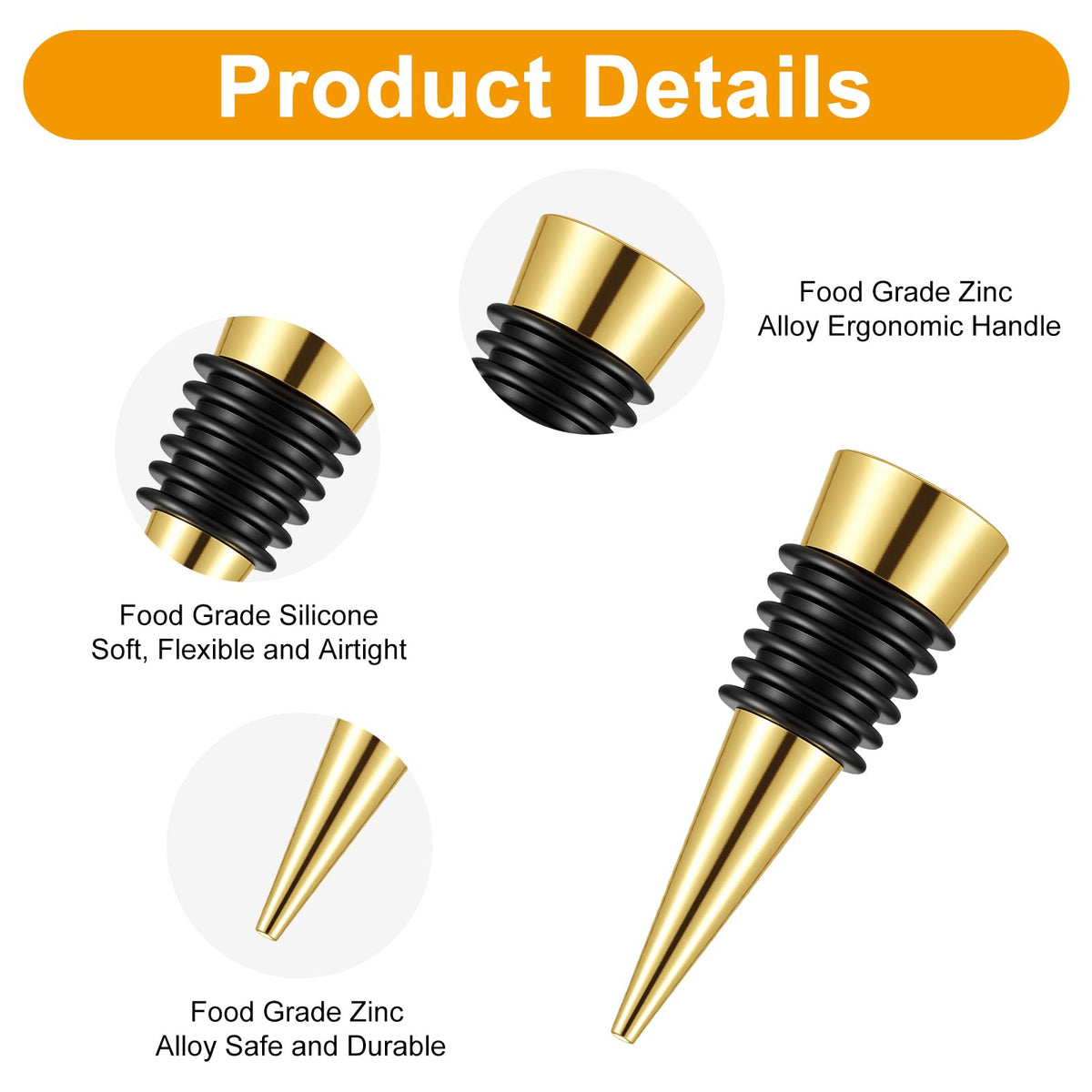 24 Pcs Gold Wine Bottle Stopper Set, Resin Wine Bottle Stoppers Molds Set Accessories, Stopper for Silicone Molds Epoxy Resin Alloy