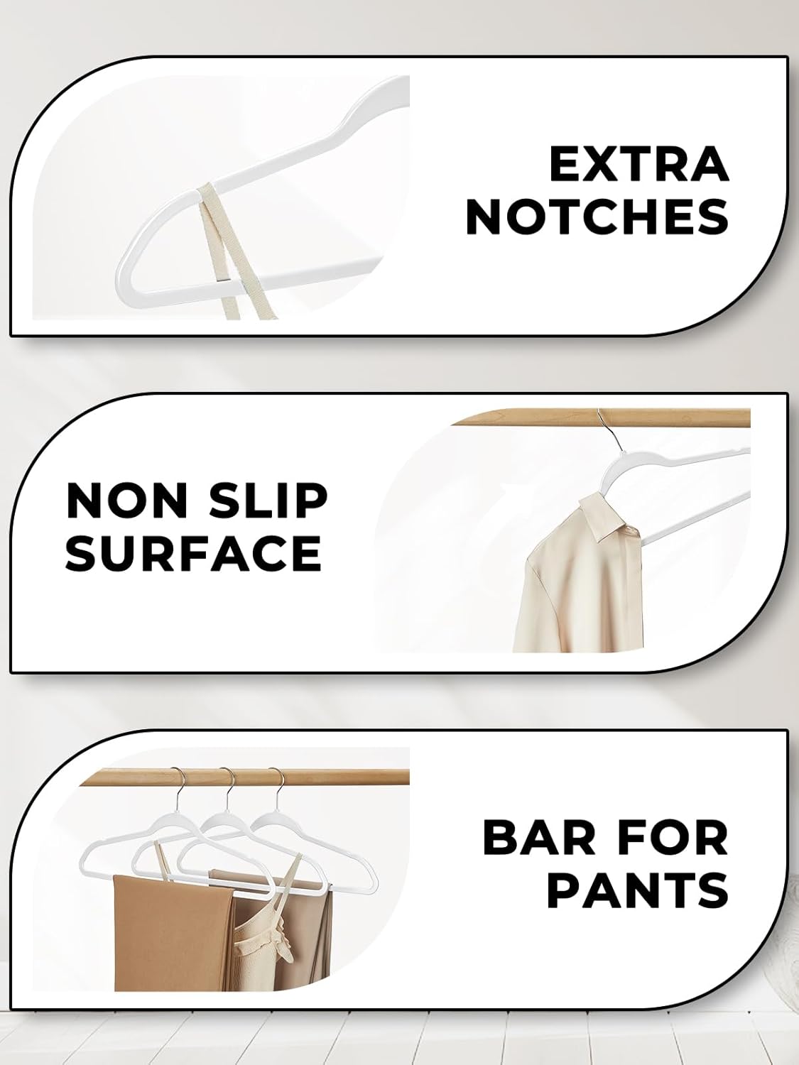SMARTOR Plastic Hangers 50 Pack - Heavy Duty Slim Clothes Hangers | Durable & Space-Saving | White