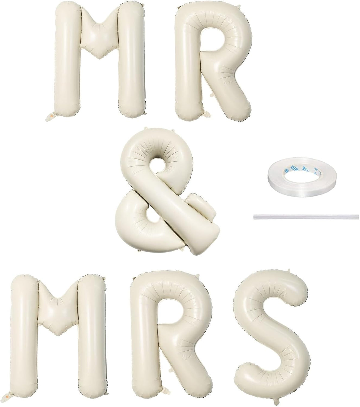 MR & MRS | 40 Inch Beige Balloons - Elegant Wedding Decor for Bride & Groom Engagement Parties