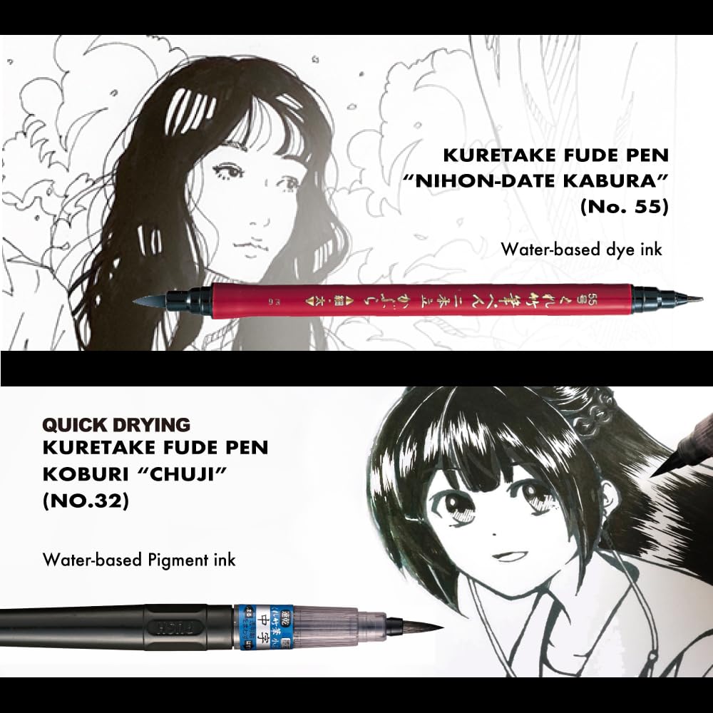 Kuretake Zig Inktober pen set, for Illustration, Manga Drawing, Lettering and Calligraphy, Professional Artist, Made in Japan (Basic No.3(5pcs.))