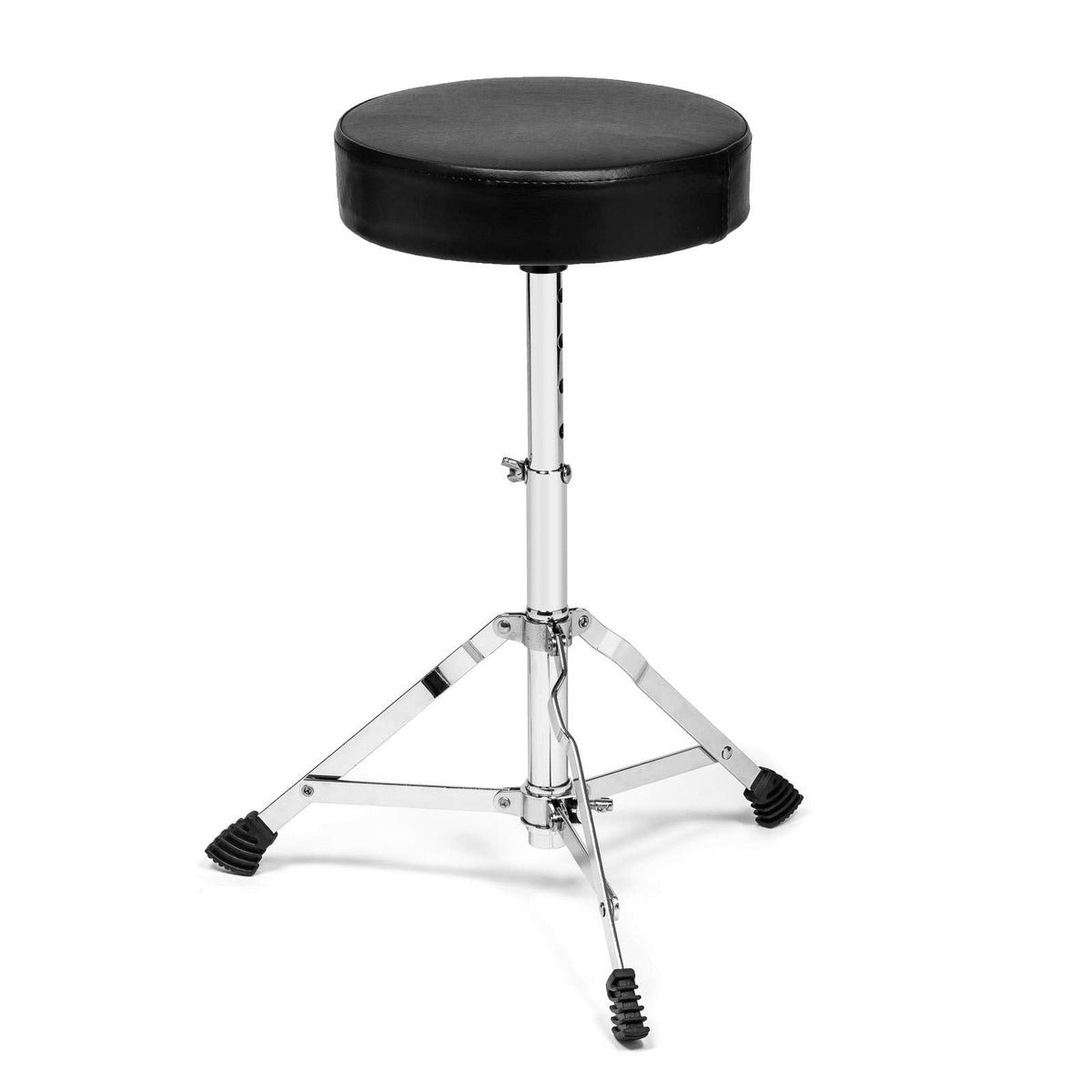 Ashthorpe 5-Piece Full Size Adult Drum Set with Remo Heads & Premium Brass Cymbals - Complete Professional Percussion Kit with Chrome Hardware - Silver