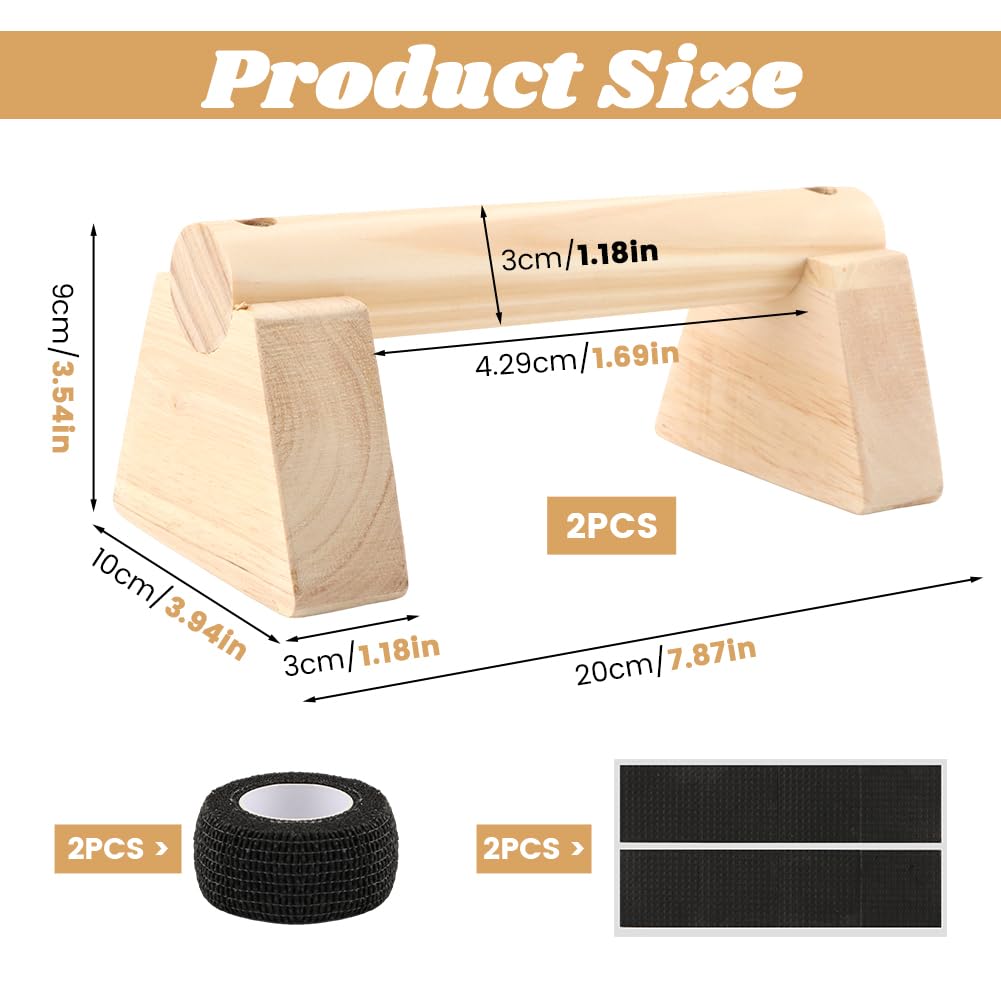 Wood Parallettes Bars for Home Workout, Push Up Bars & Dip Stands, Wooden Calisthenics Equipment Handstand Blocks for Strength Training, Rehabilitation & Gymnastics (20cm)