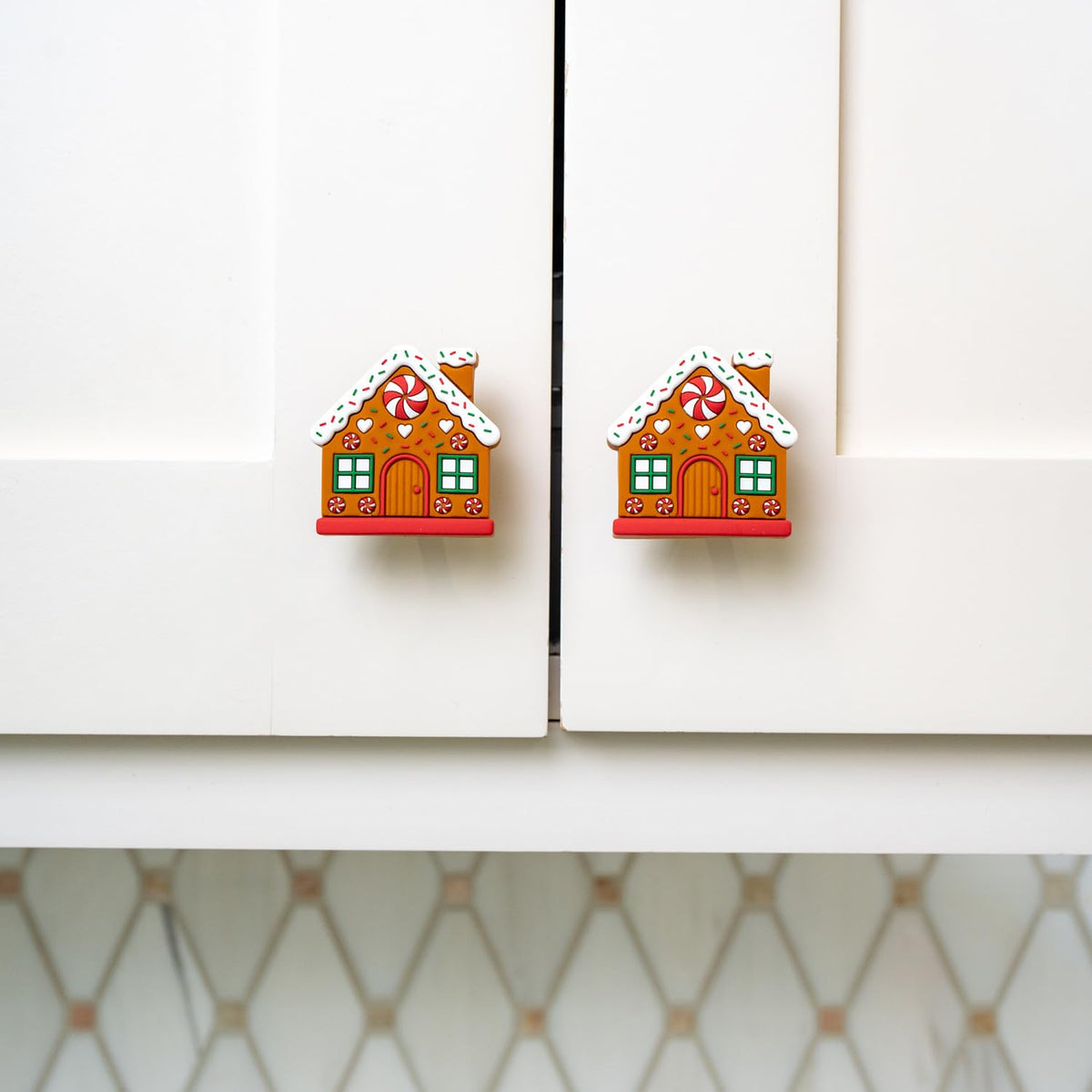 Knobēz 12pk Gingerbread House Decorative Knob Covers - Christmas Ornaments