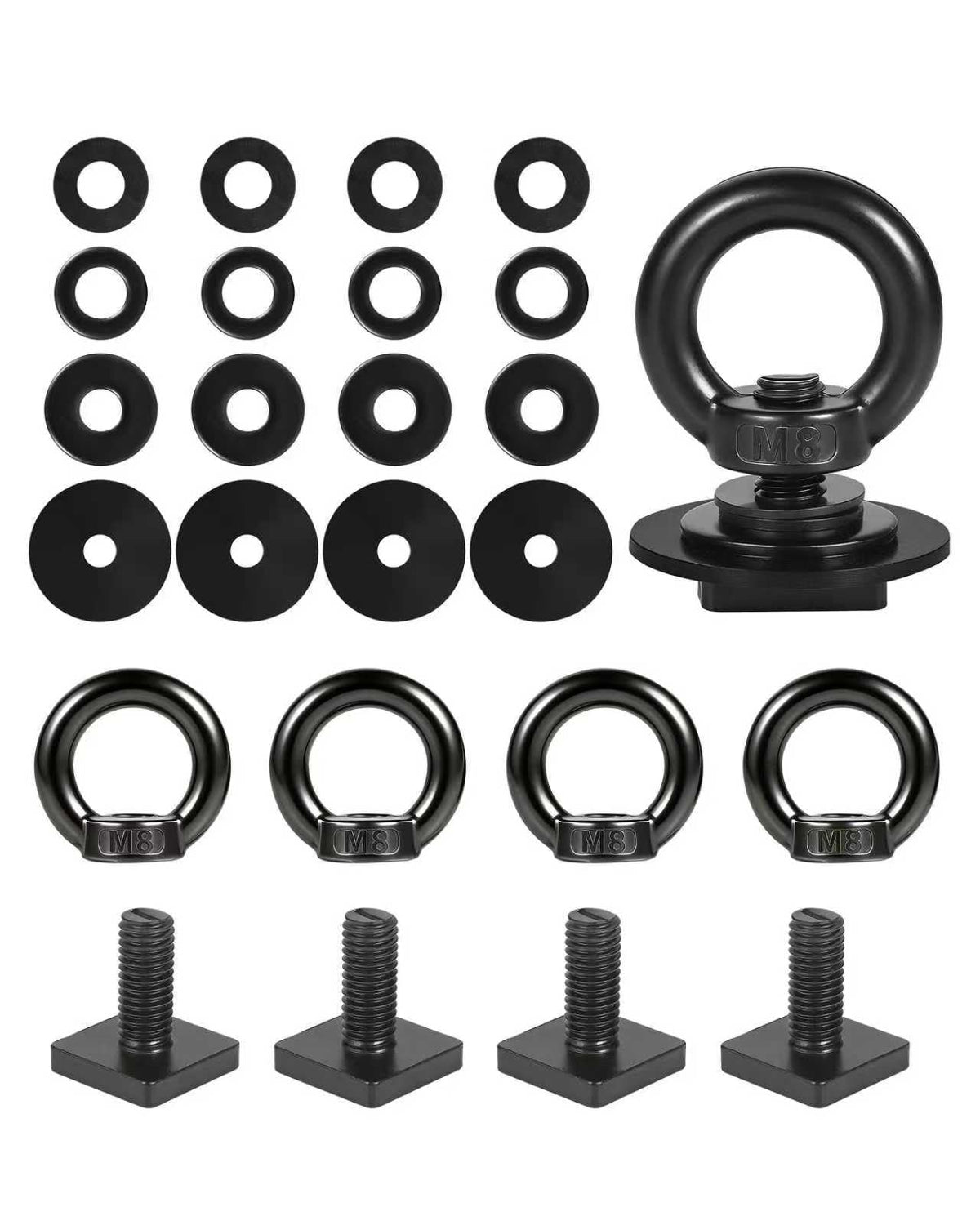 T Track Mount Tie Down Anchor for Roof Rack, M8 Heavy Duty Ring Shaped Eye Bolt, Stainless Steel T Bolt Eye Nut Tie Down Rings for Holding Bungee Cord, Ropes, Hooks