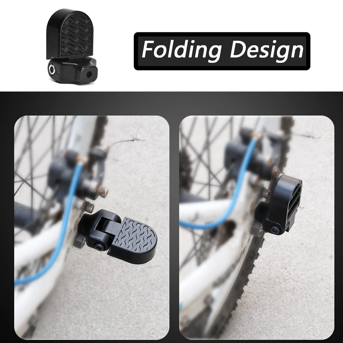 LOOEEL 1 Pair Mini Bicycle Rear Pedals Folding Rear Seat Footrest Pedals Cycling Accessories for Mountain Bike,Folding Bicycle
