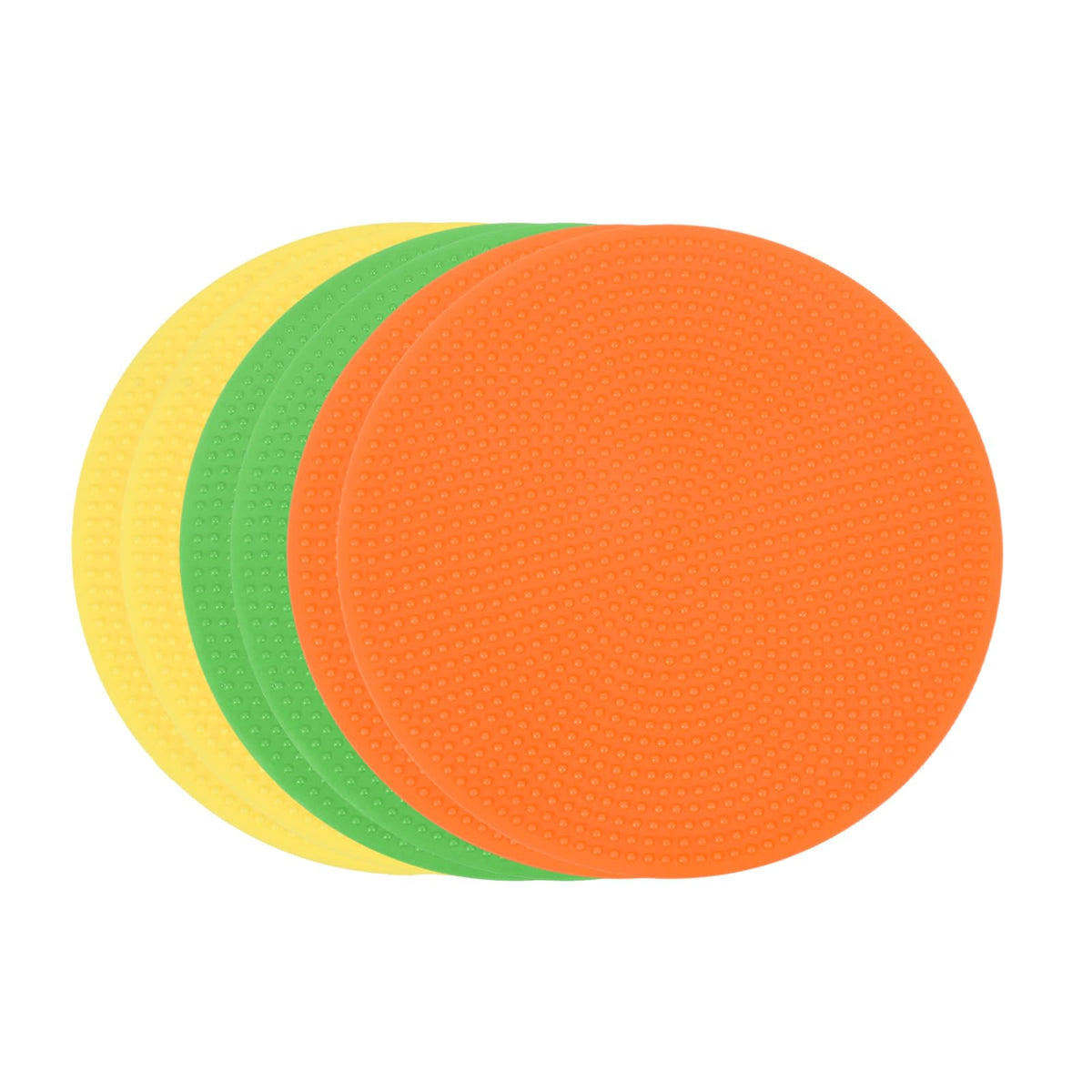 PATIKIL Spot Markers 4 Inch, 6 Pcs Non-Slip Floor Dots Agility Markers Flat Field Cones Poly Dots for Gym PE Speed Training Dance Soccer Basketball Sports, Yellow/Green/Orange