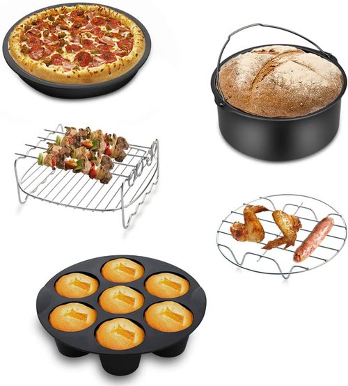 Gowise Air Fryer Accessories 9PCS Set - Fits 3.7QT to 5.8QT Fryers | Includes Cake Barrel, Pizza Pan & More