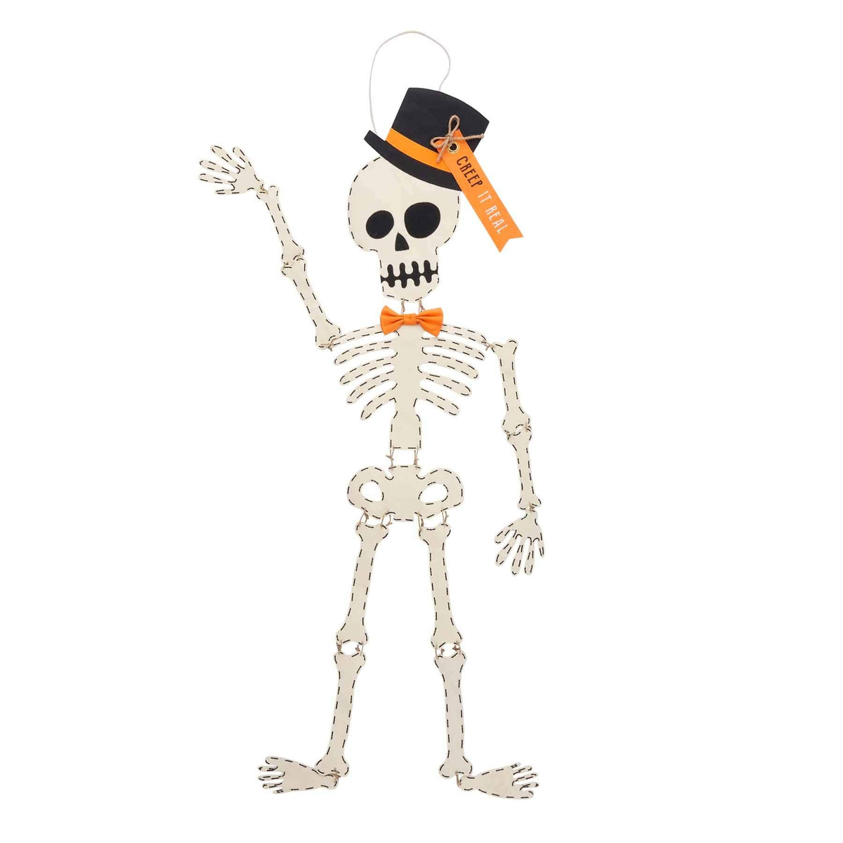 Mud Pie Skeleton Halloween Door Hanger, 65", White (40060032T)
