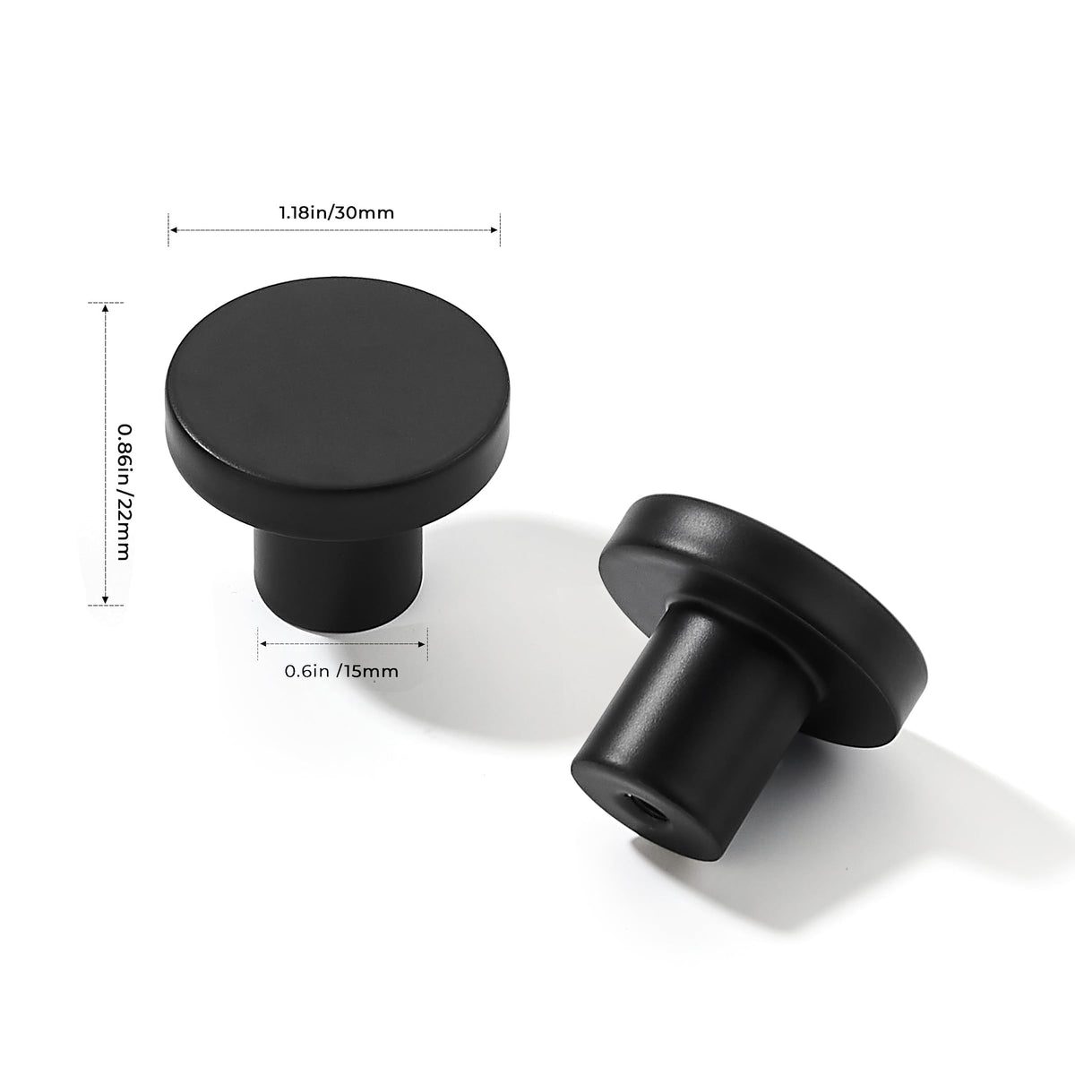 khtumeware 30 Pack Cabinet Knobs Black Kitchen Cabinet Knobs Round Dresser Drawer Knobs Matte Black Drawer Pulls Closet Door Knobs 1-1/5 Inch