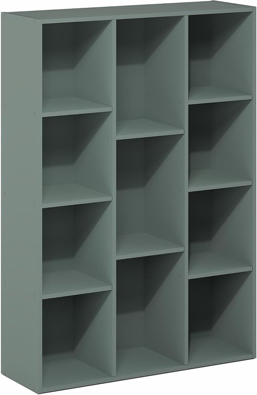 Furinno LUDER Bookshelf - 11-Cube Reversible Bookcase in Sage Green | Easy Assembly for Home & Office