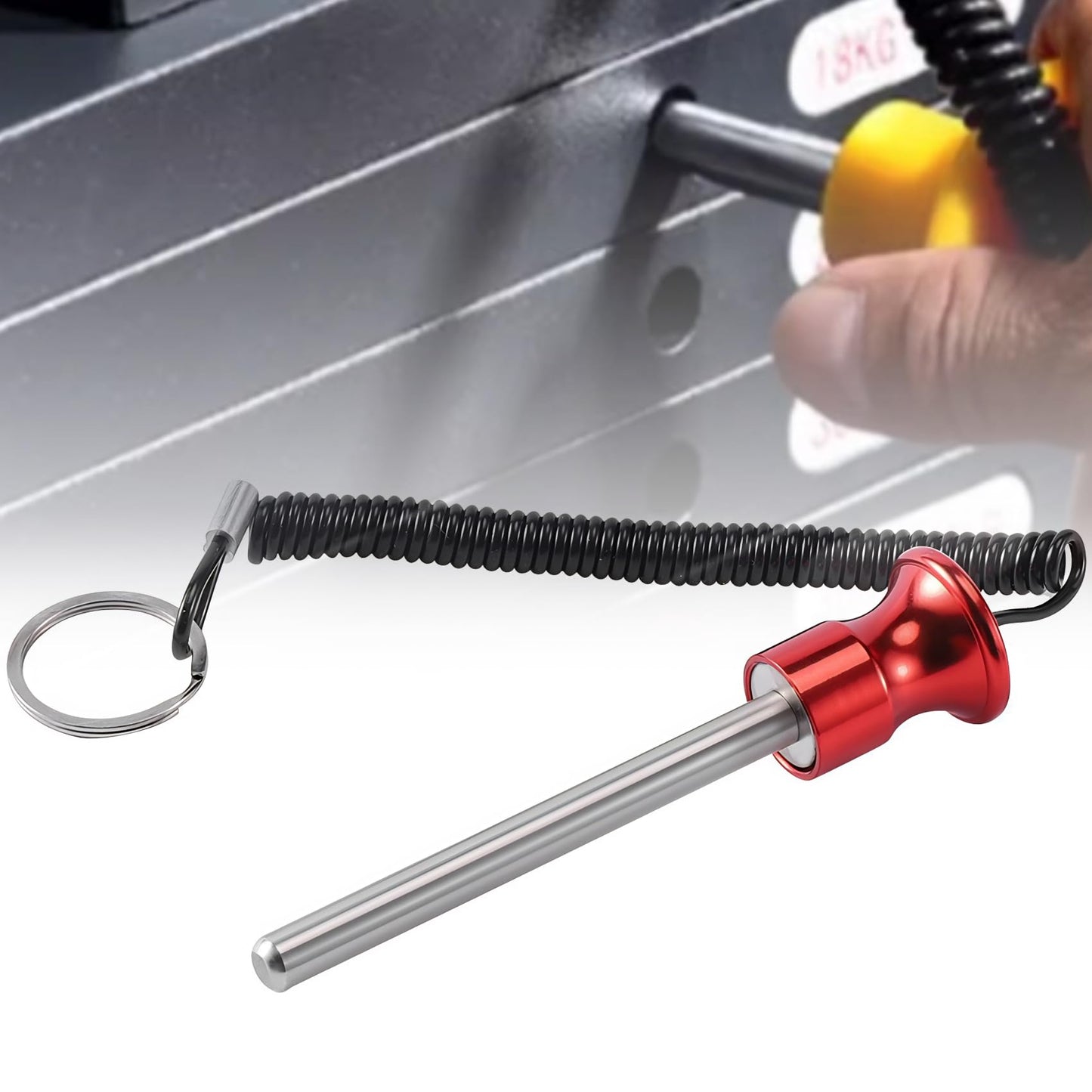 Gueiddi Gym Pin, Universal Aluminum Alloy Weight Stack Pin with Pull Rope for Fitness Equipment Pin Training (Yellow 10*125mm)