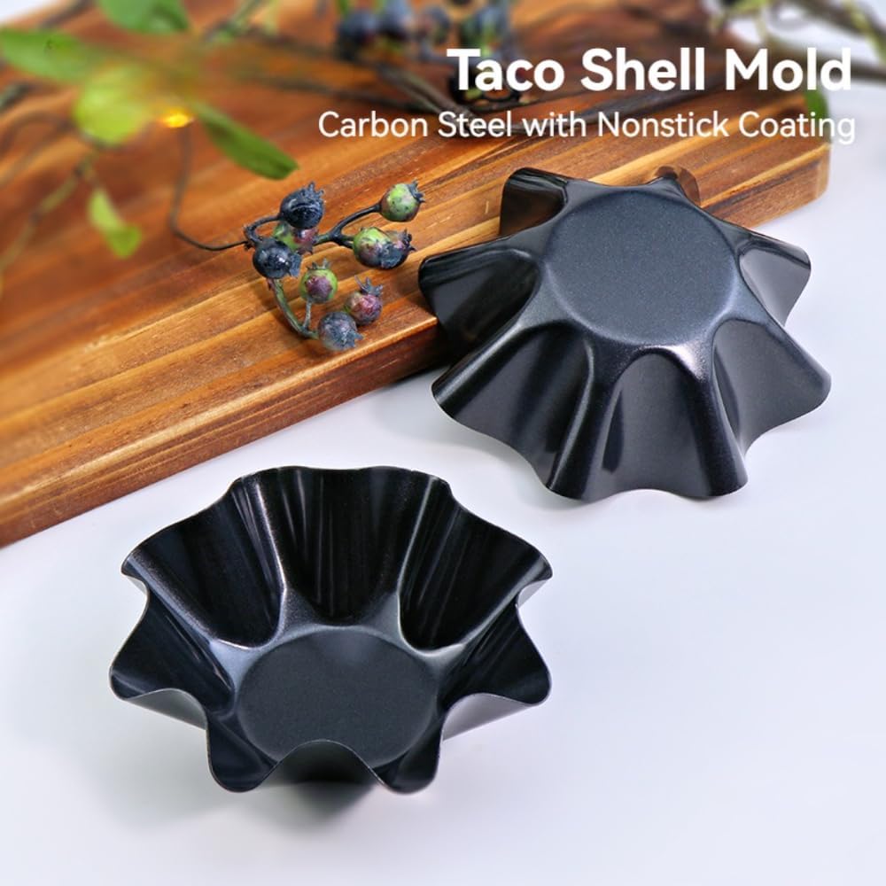 8 Pack Taco Shell Molds - Carbon Steel Tortilla Salad Bowl Maker for Oven Baking | 6.9” Taco Bowl