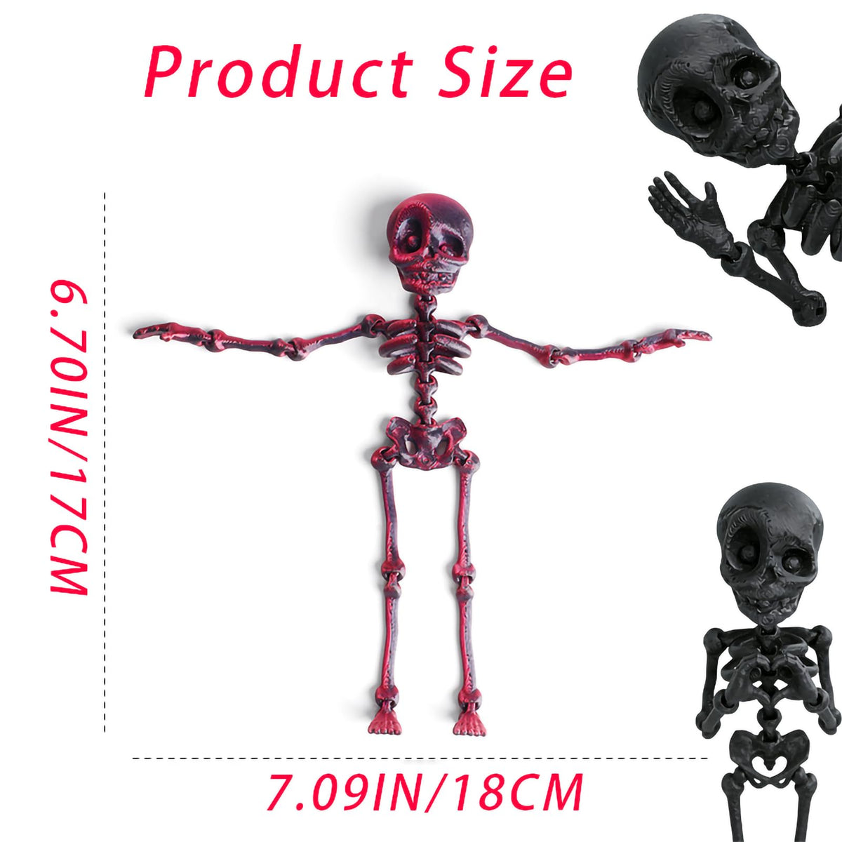 Funny Fridge Magnets 5pcs 3D Printed Skeleton Magnets for Locker and Office Posable Articulated Mini Skull Refrigerator Decorations Gothic Easter Room Decorations 7 Inches (Pink)