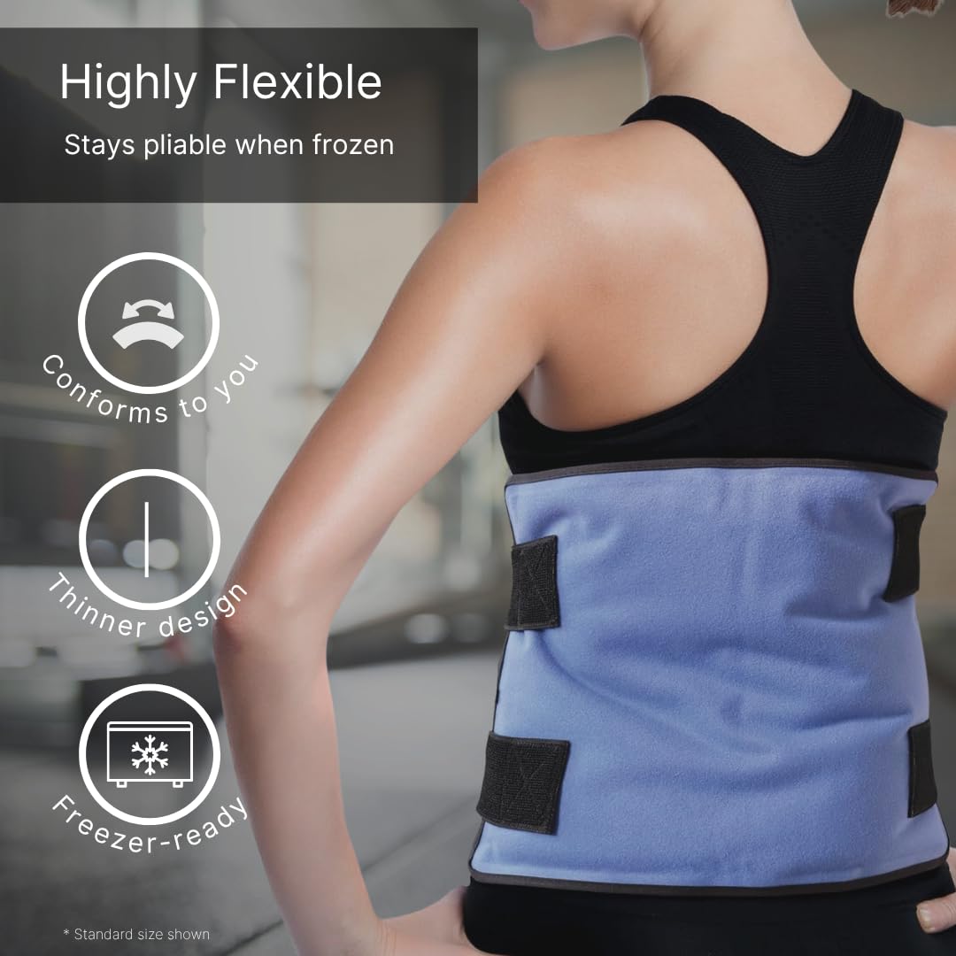 FlexiKold Ice Packs for Injuries Reusable with Straps – Cold Compress Gel Cold Pack, Ice Pack for Knee, – Flexible Medical Ice Wrap for Back, Shoulders, Legs, Muscle Pain – Standard – 2 Pk