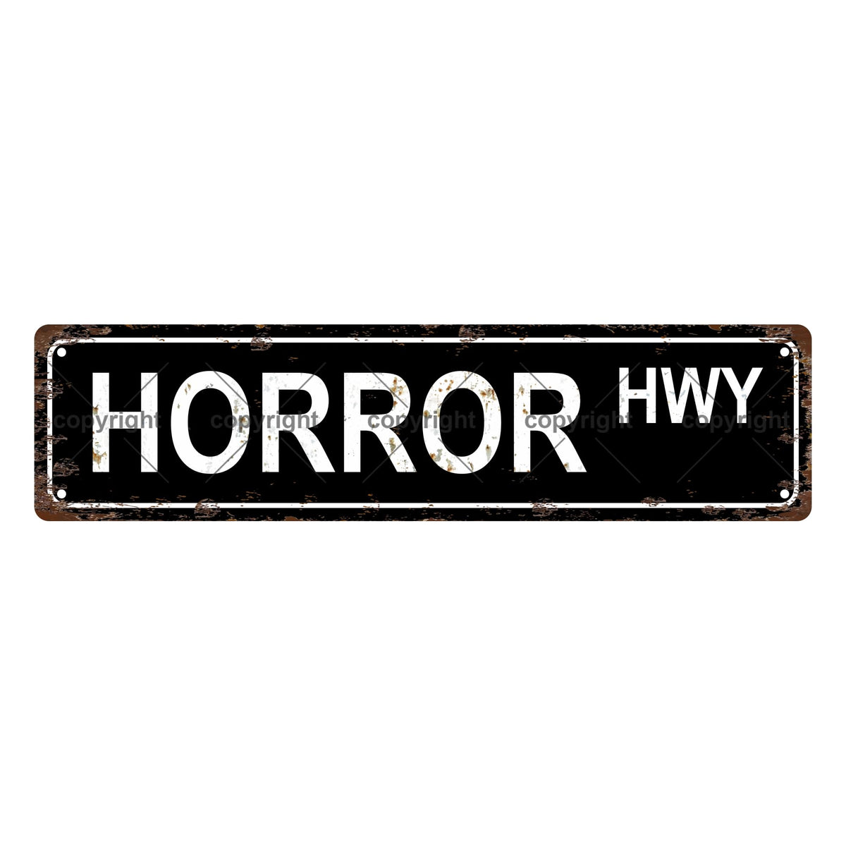 HORROR HWY BOOKSHELF Metal Tin Street Sign Bar Cafe Garage Cave Home Room Wall Bathroom Farmhouse Garden Porch Patio Decor, 16 x 4 Inch