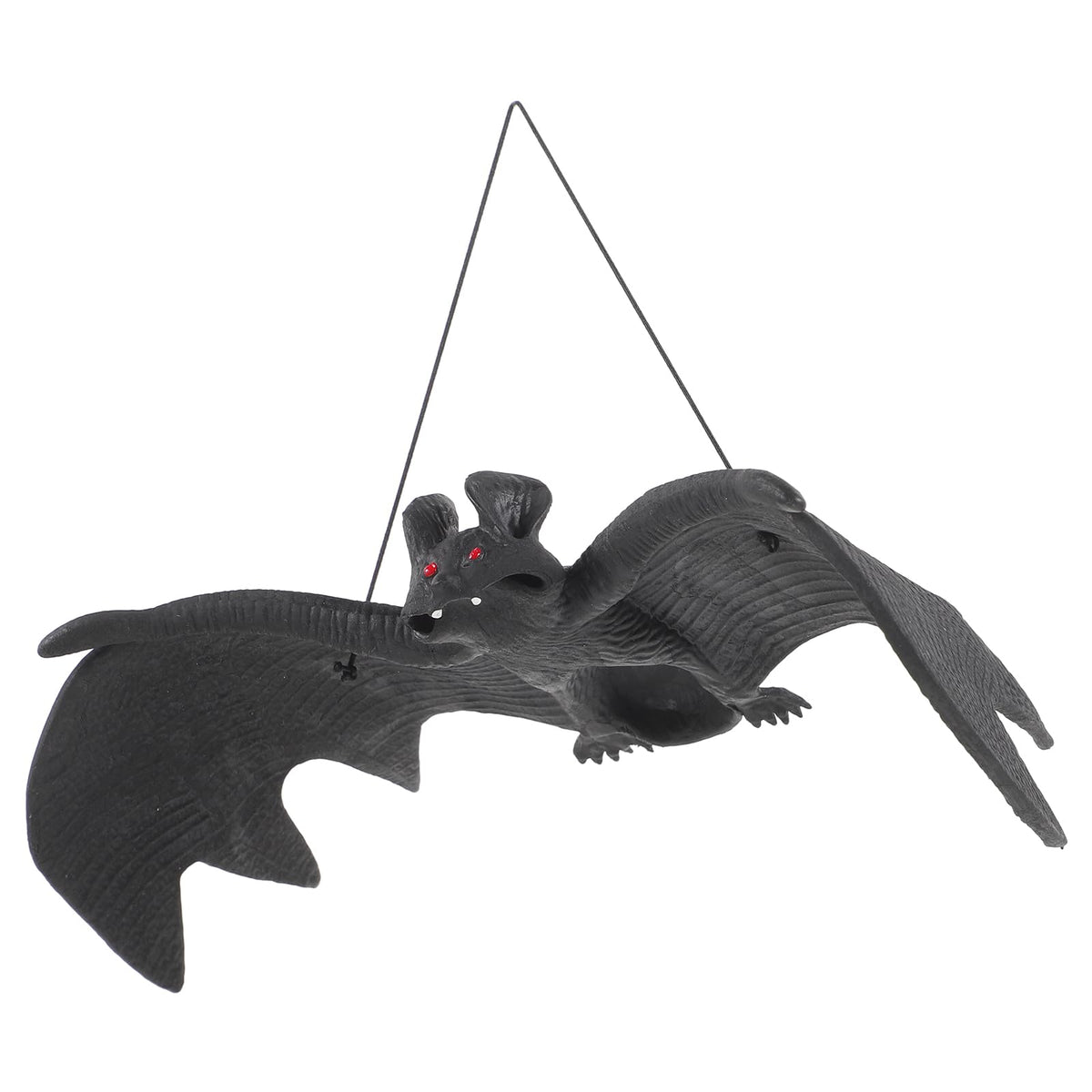 LUOEM 3 PCS Halloween Simulation Hanging Bats Realistic Looking Spooky Rubber Hanging Bats Props for Halloween Decoration (24 x 9cm)