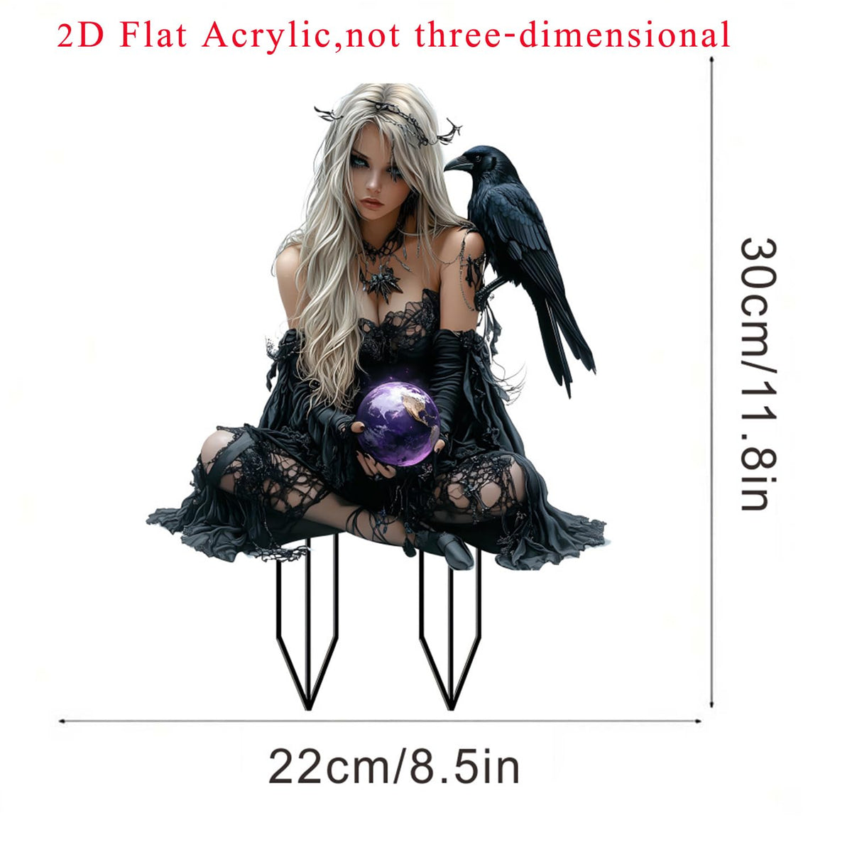WGKOMEGE Garden Stake Decor, Halloween Dark Style Acrylic 2D Garden Fairy Decoration, Fairy Garden Accessories for Outdoor Indoor Yard Lawn Pot Plants (Black)