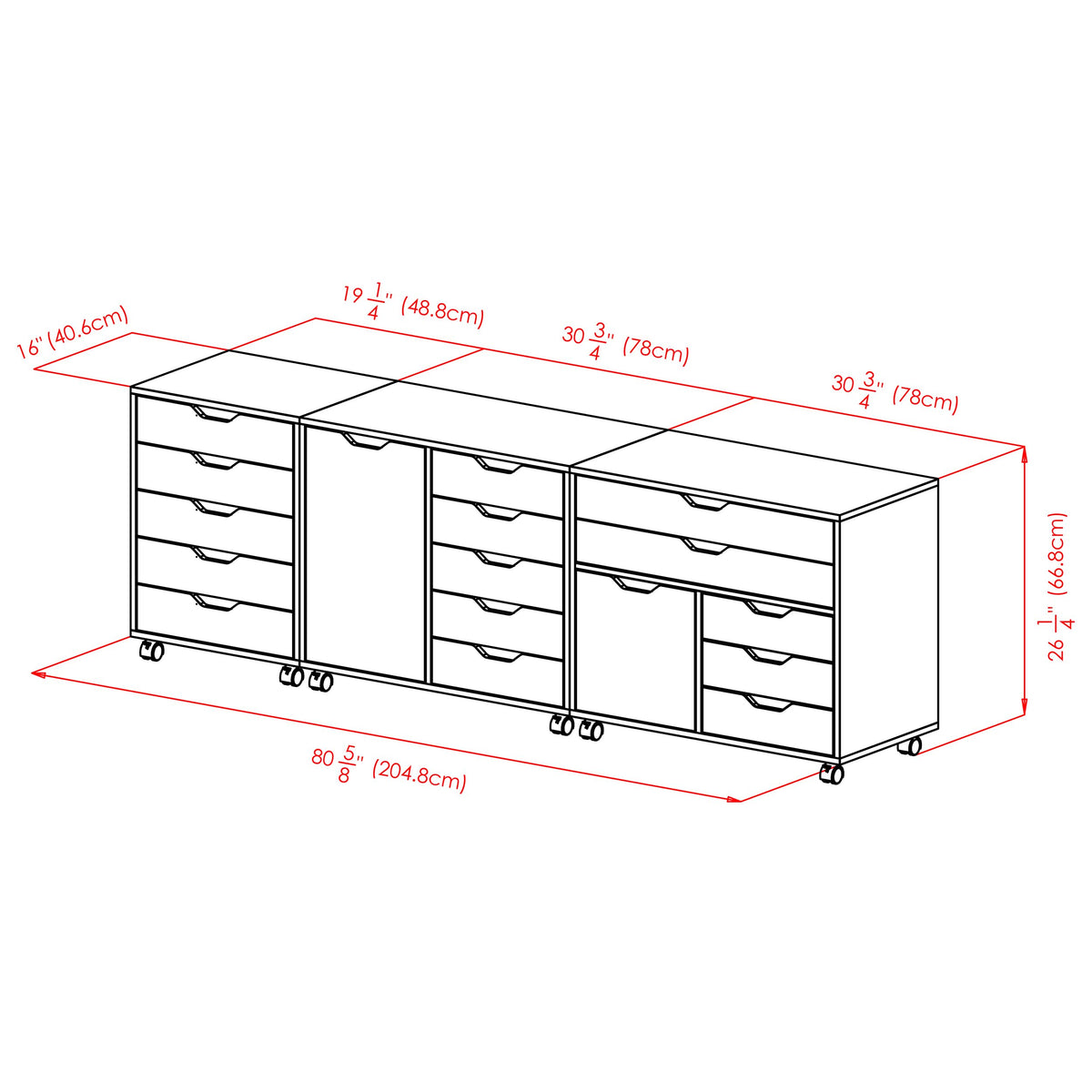 Halifax 3-Pc Storage Cabinet Set, White