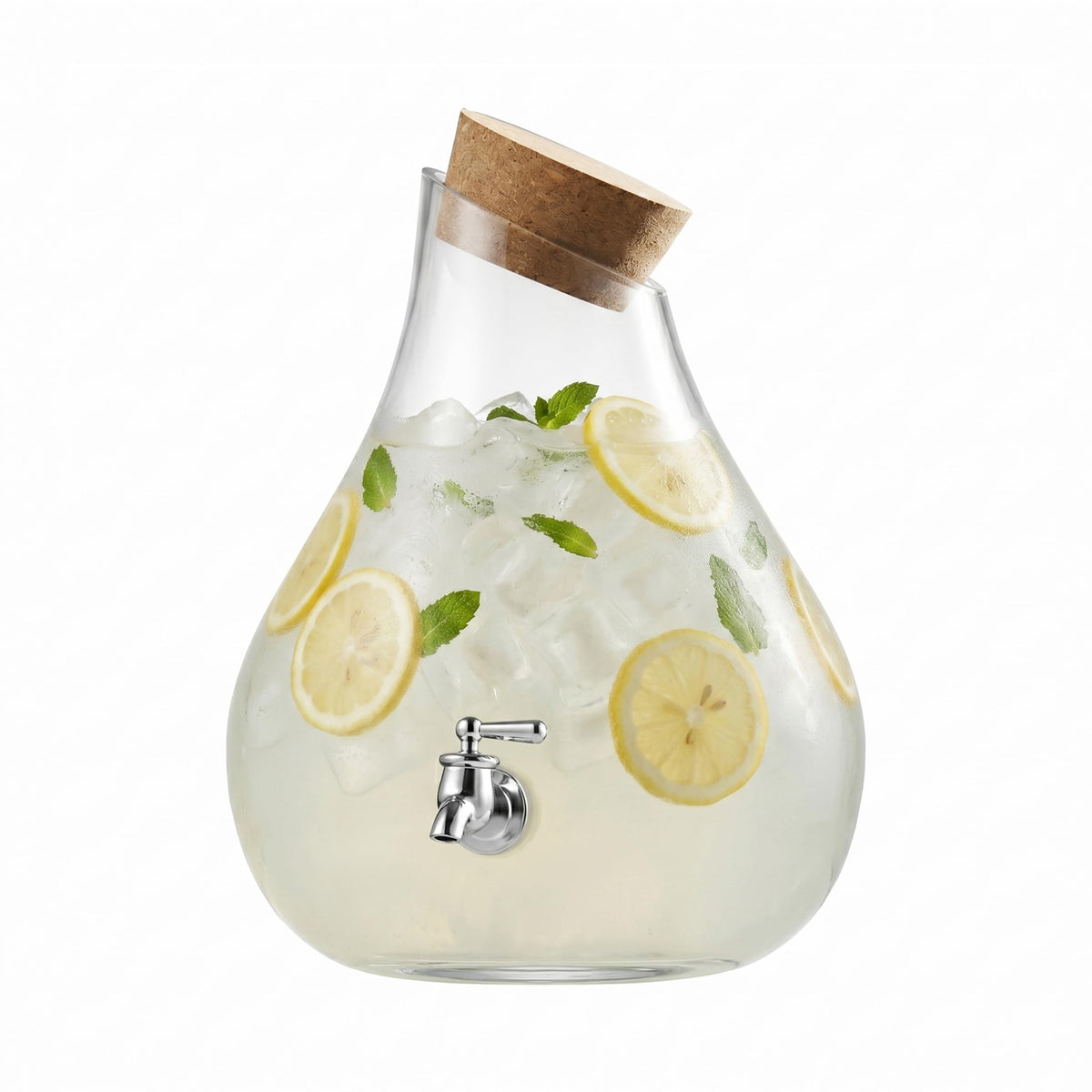 Style Setter Beverage Dispenser Cold Drink Dispenser Glass Jug, Metal Stand & Leak-Proof Acrylic Spigot Great for Parties, Weddings & More (2.5 Gallon, Glass with Cork Lid)