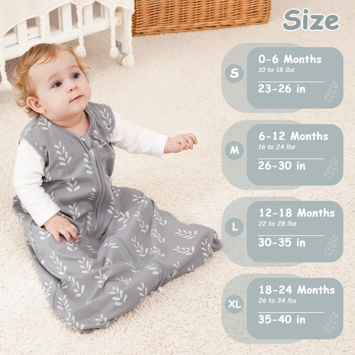 Looxii Baby Sleep Sack - 0.5 TOG 100% Cotton Wearable Blanket | 3-Pack Toddler Sleeping Bag for 12-18 Months