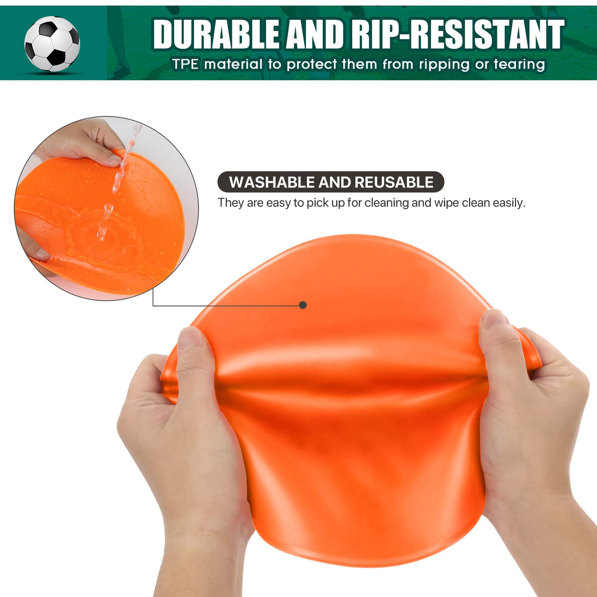 SIFENYU Poly Spot Markers Rubber Floor Dots 9 inch 24 Pcs Flat Cones Non-Slip Agility Markers Poly Spots for Gym Soccer Basketball Sports Speed Agility Training, Classroom Activities, Exercise Drills