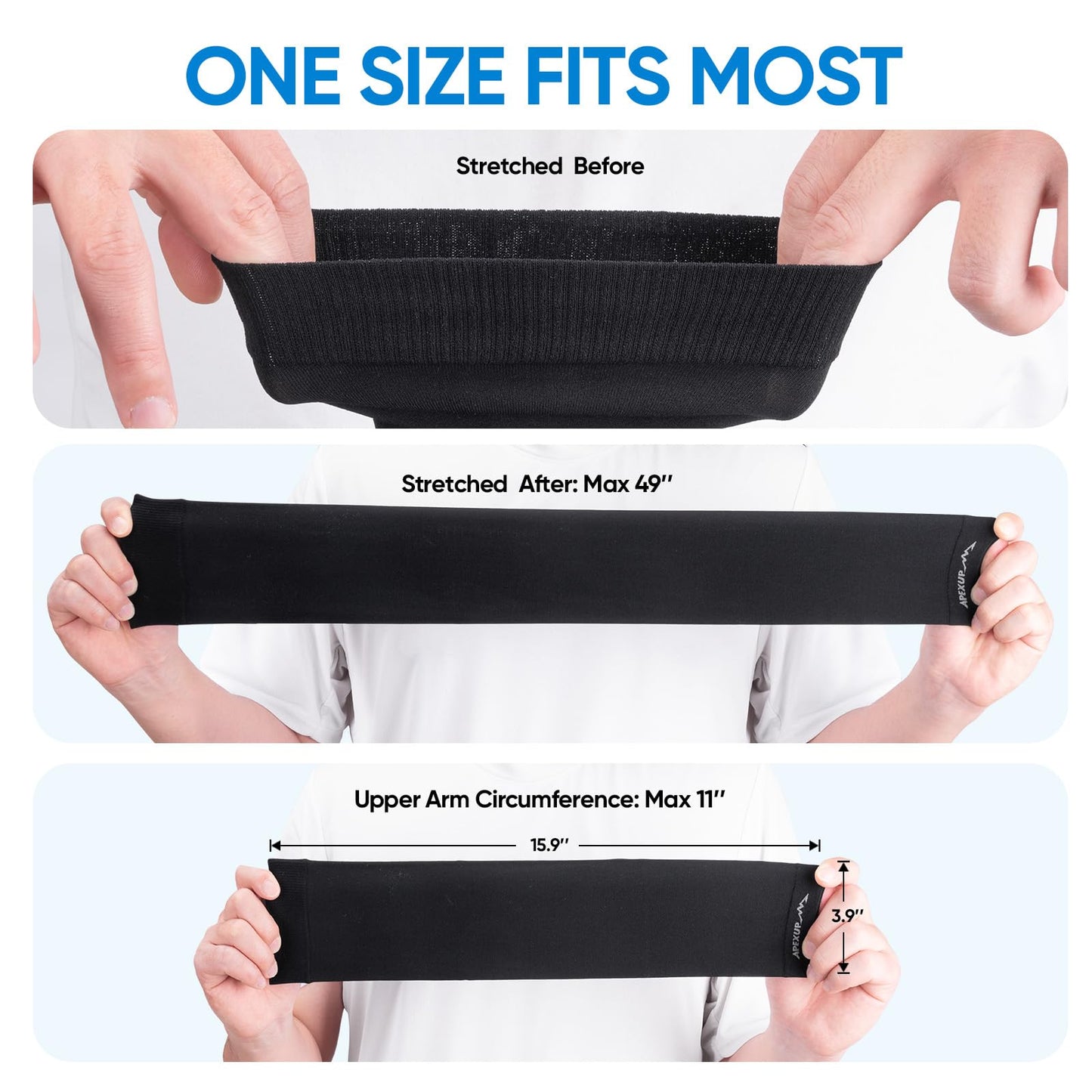APEXUP Cooling Arm Sleeves for Men Women, UV Sun Protection UPF 50, Sports Compression Arm Sleeves for Outdoor (4PK, Black)