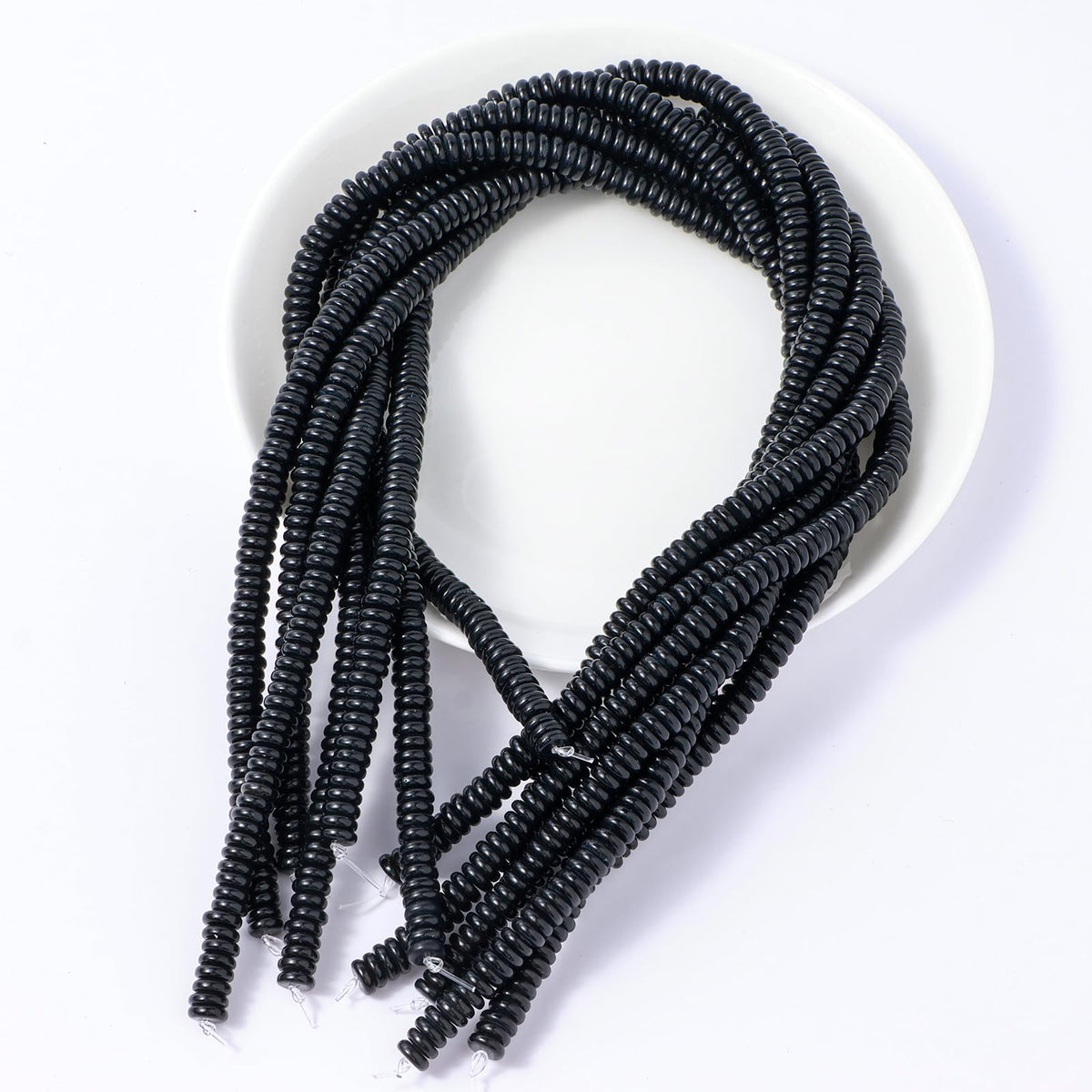 Natural Black Onyx Agate Disk Stone Spacer Beads 6x2mm 38cm/str Flat Rondelle Loose Semi Gemstone Caps for Making Bracelets Necklace