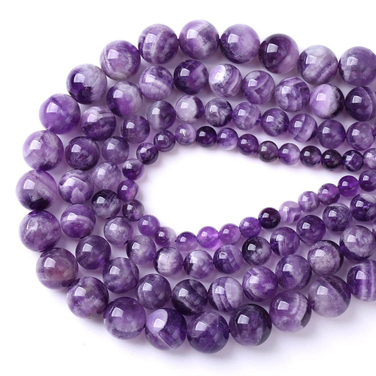 120PCS 6MM Purple Amethyst Dream Lace Beads Natural Quartz Crystal Stone Loose Beads for Jewelry Making DIY Bracelet Grade A+