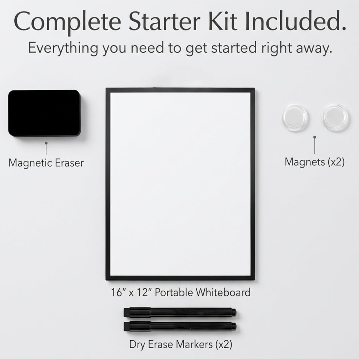 Lulu Office Magnetic Dry Erase Board 12x16 with Foldable Stand, Portable Black Desktop Whiteboard for Home, Office, School & Kitchen