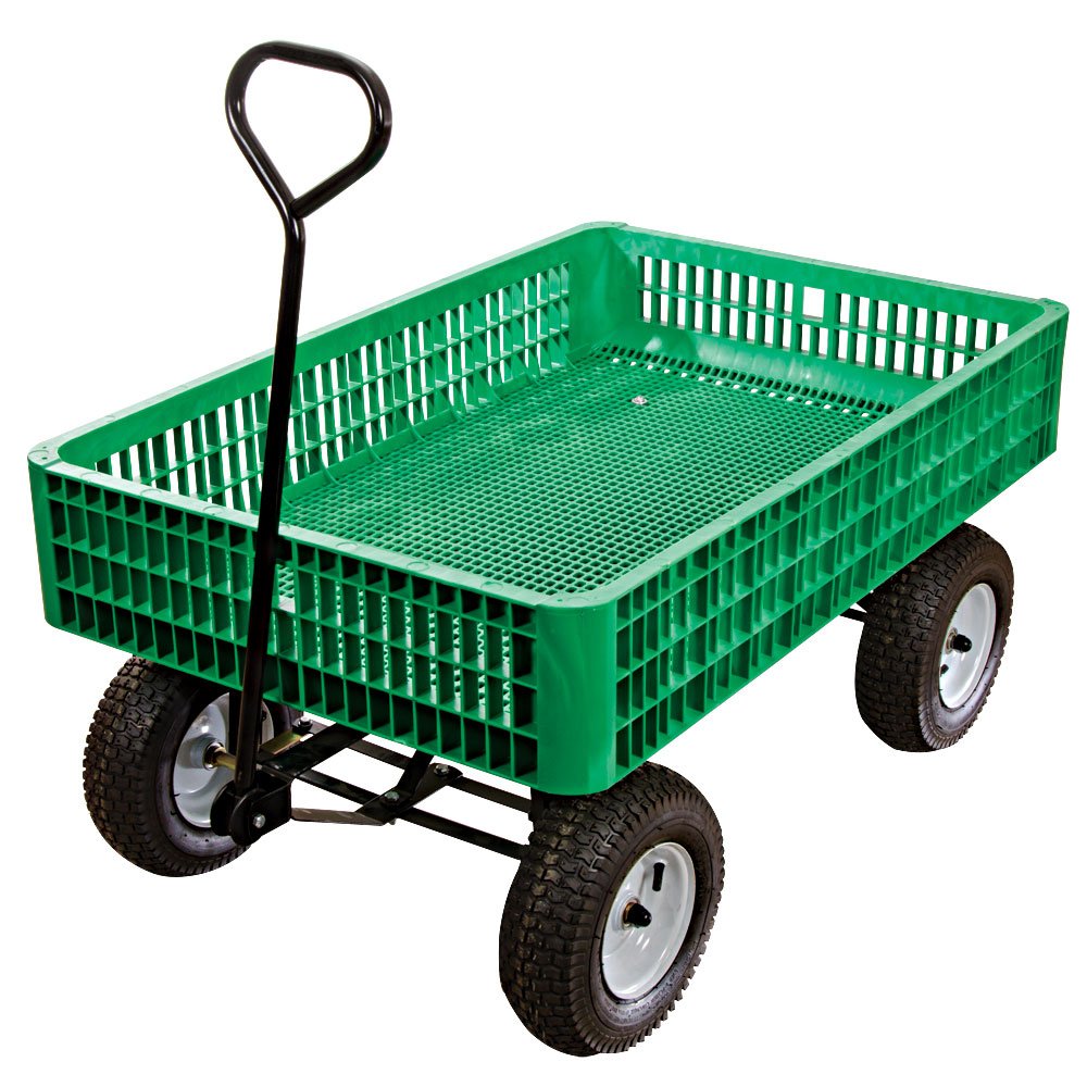 A.M. Leonard Green Utility Wagon with Flat-Free Tires - 30 x 46 x 7.5 Inch Tray