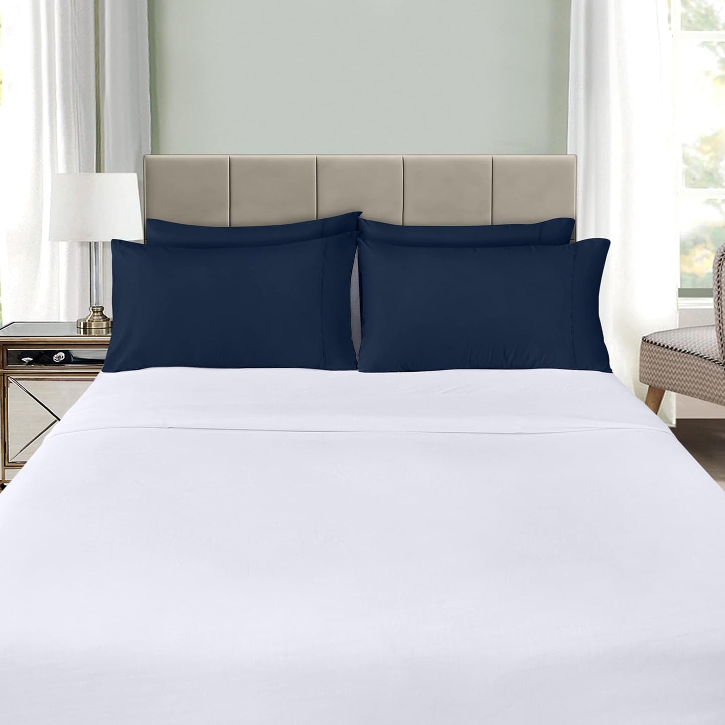 Utopia Bedding Standard Pillow Cases - Soft Brushed Microfiber - 4 Pack, Navy - Fade & Shrinkage Resistant, 20 x 26 Inches
