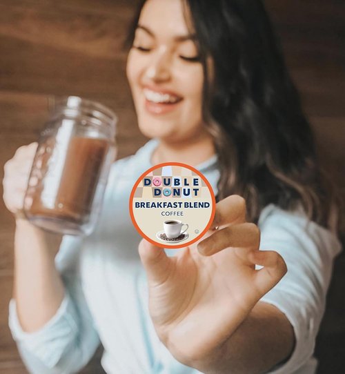 Double Donut Coffee - Breakfast Blend Light Roast Pods | 80 Recyclable Single-Serve Pods for Keurig