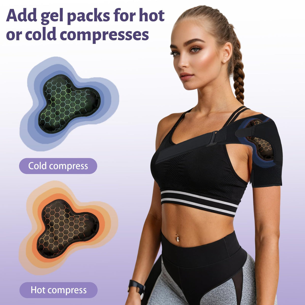 HSIWHV Shoulder Brace for Women, Rotator Cuff Shoulder Brace, Adjustable and Can be Worn Under Clothes, Free to Add Ice Packs for Men & Women, Left & Right