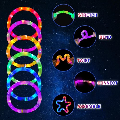 Glow Sticks | 36 PCS Camping Toys for Kids - Light Up Pop Tube Bracelets & Necklaces for Parties