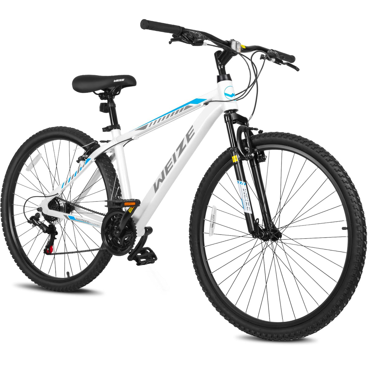 WEIZE Hardtail Mountain Bike, 29 Inch Wheels Outdoor Cycling Bike, 21-Speed Trigger Shifter, Aluminum Frame for Women and Men, Comfort Saddle, MTB Bicycle with Suspension Fork, White