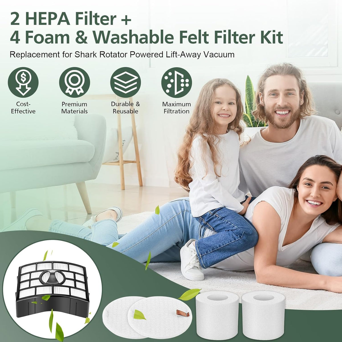 Shark NV752 AZ1002 Replacement Vacuum Filters - Compatible with NV650, NV651, NV752 & More
