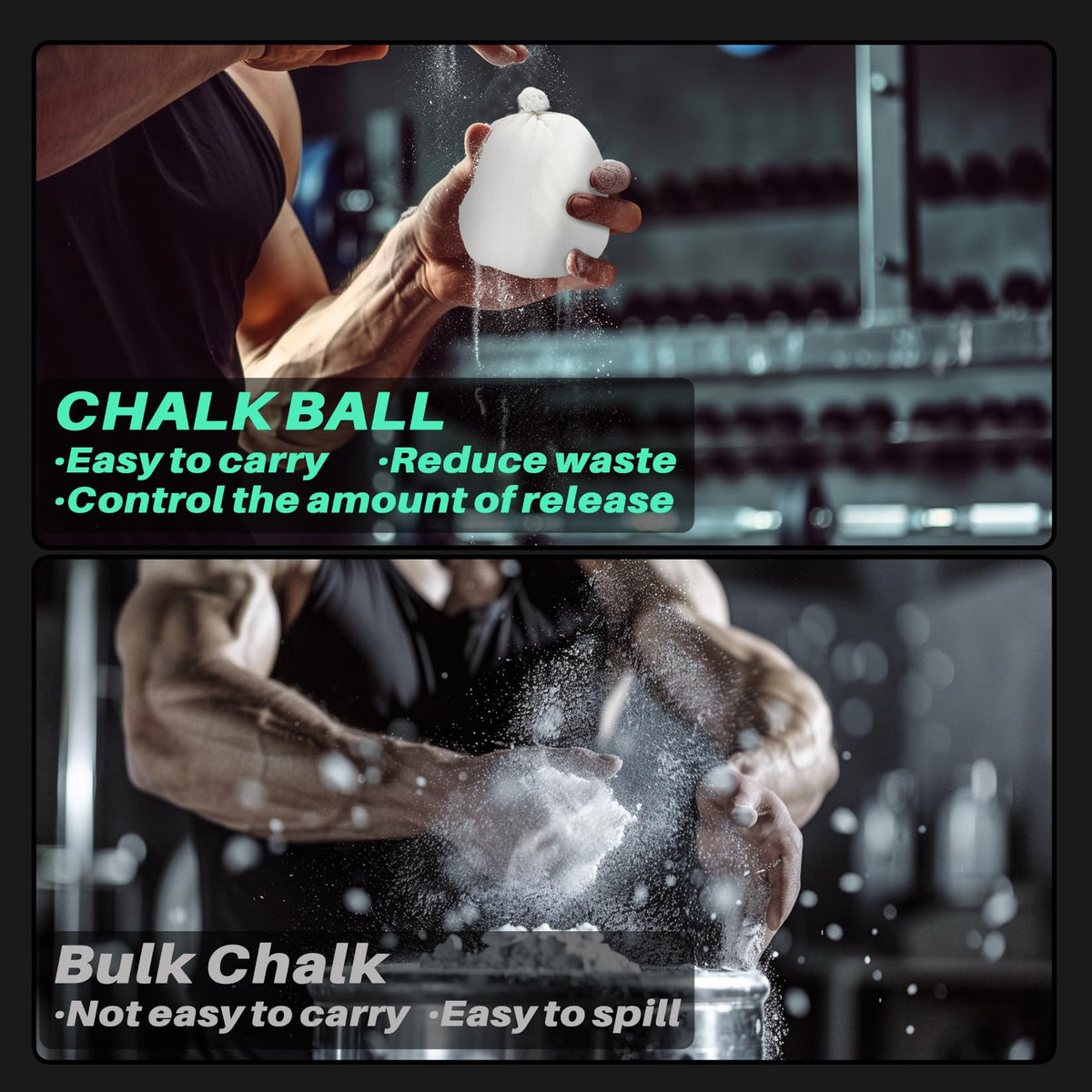 RAINFLOW 2PCS Chalk Ball - Climbing Chalk Gymnastics Magnesium Lifting for Gym, Gymnastics, Grip, Climbing, Weightlifting (2PCS Chalk Ball)