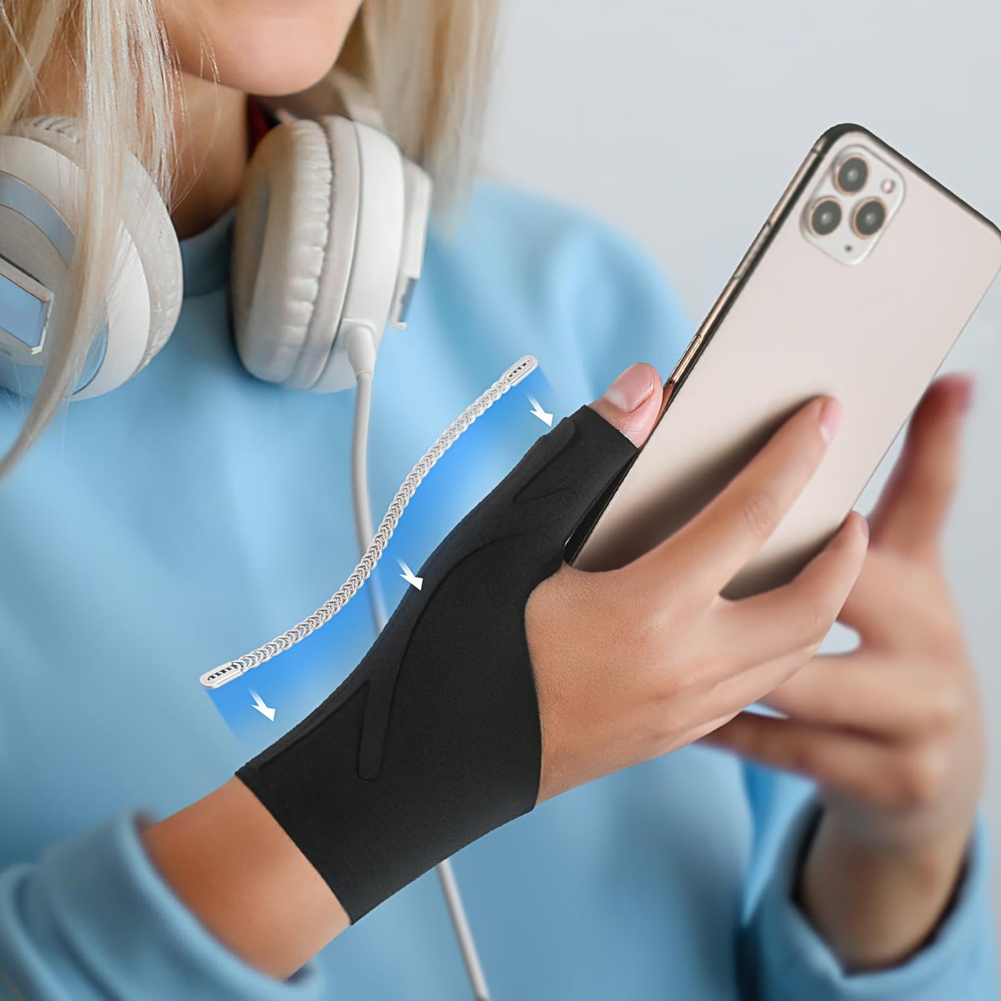 Thumb Wrist Brace Copper Compression Stabilizer Thumb Support Spica Splint for Carpal Tunnel, Arthritis, Tendonitis and TFCC Pain Relief - Women & Men - Fits Left or Right Hand - Breathable, Soft and